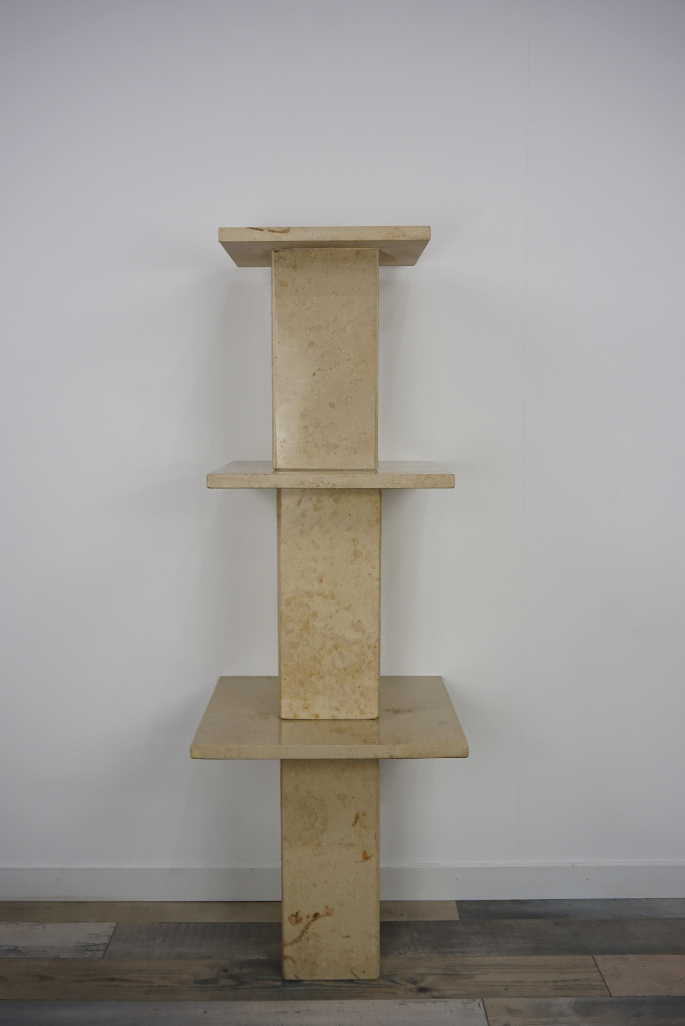 Travertine French Marble Stone Side Tables Gigogne Set For Sale 12