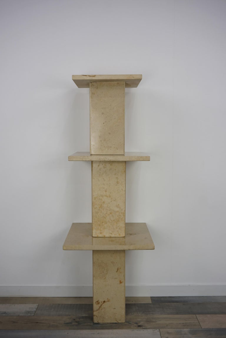 Travertine French Marble Stone Side Tables Gigogne Set For Sale 12