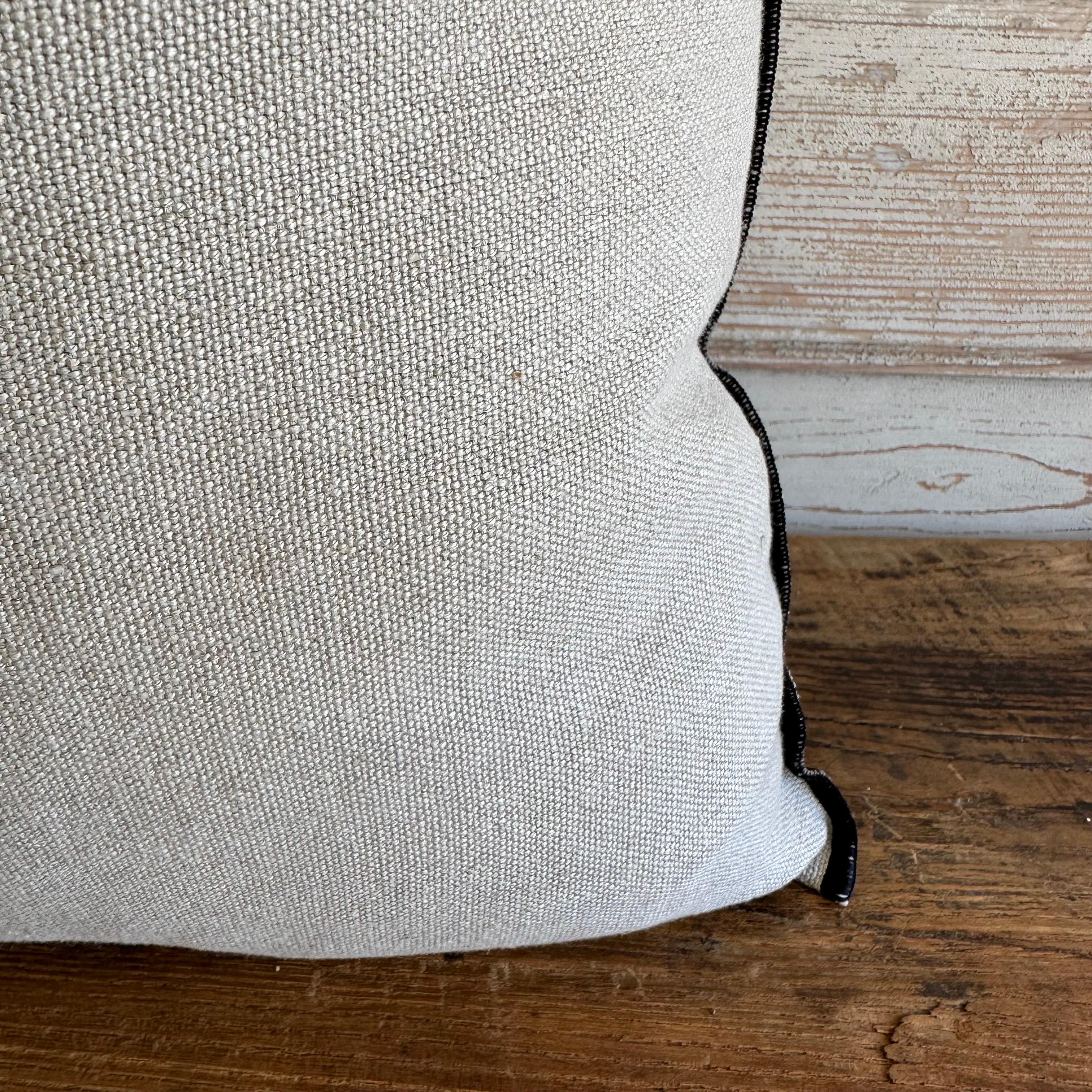 French Stone Washed Linen Accent Pillow with Down Feather Insert In New Condition For Sale In Brea, CA