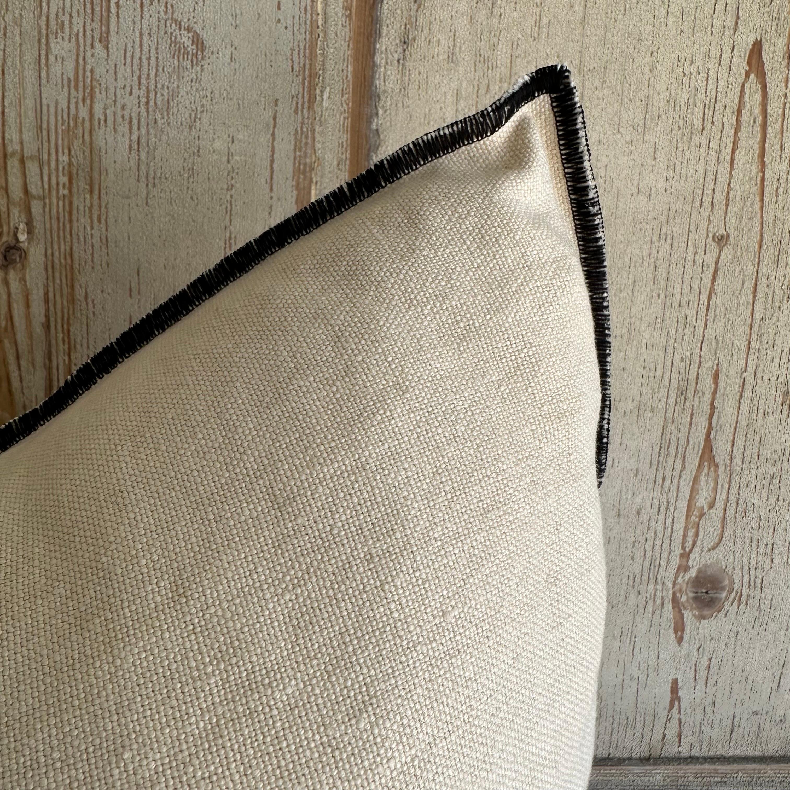 French Stone Washed Linen Accent Pillow with Down Feather Insert In New Condition For Sale In Brea, CA