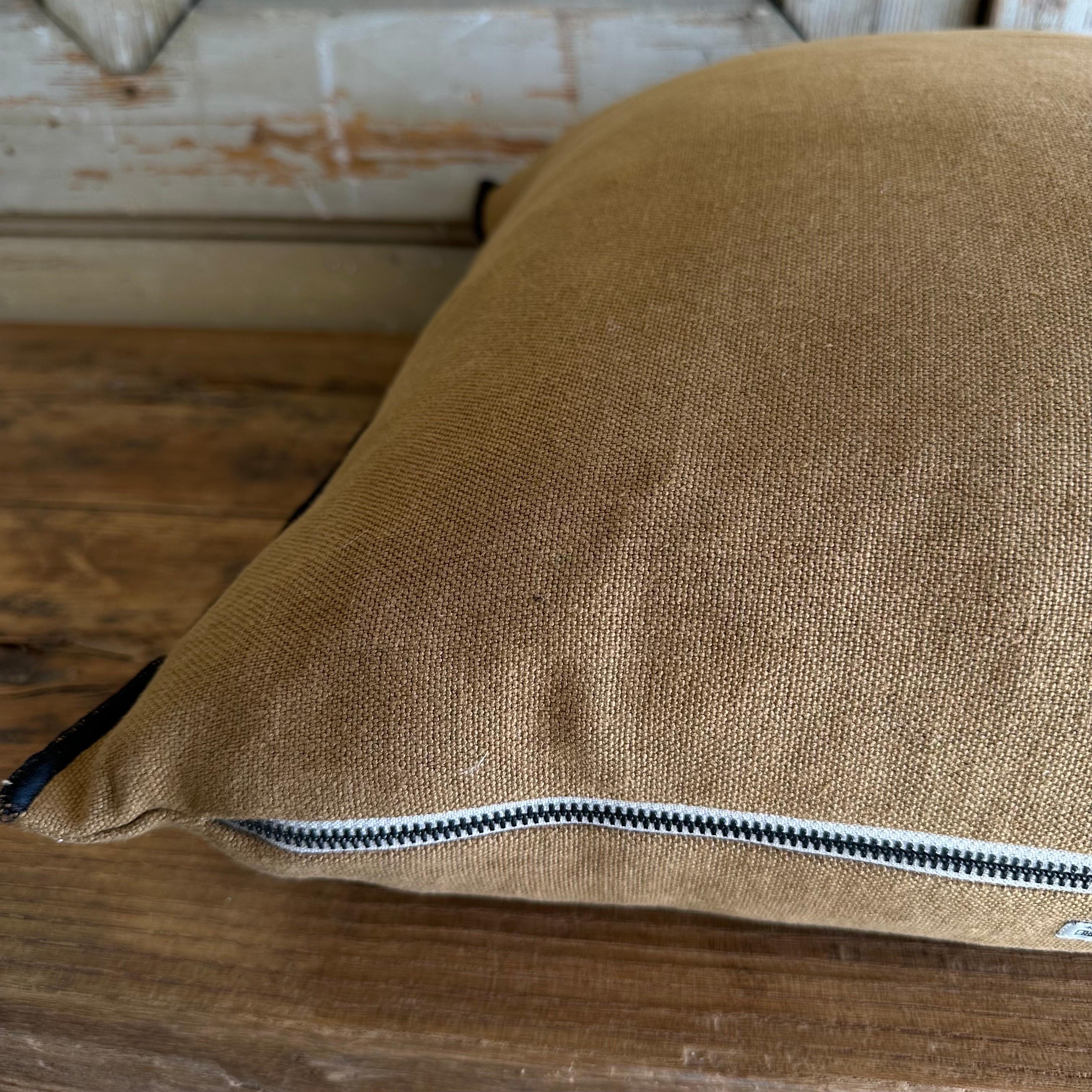French Stone Washed Linen Accent Pillow with Down Feather Insert For Sale 1