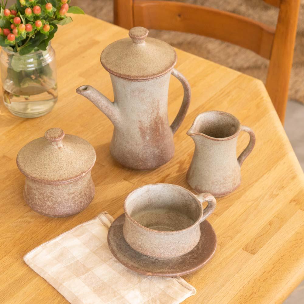 Französisches Steingut-Keramik-Kaffee-Set im Zustand „Gut“ im Angebot in Los Angeles, CA
