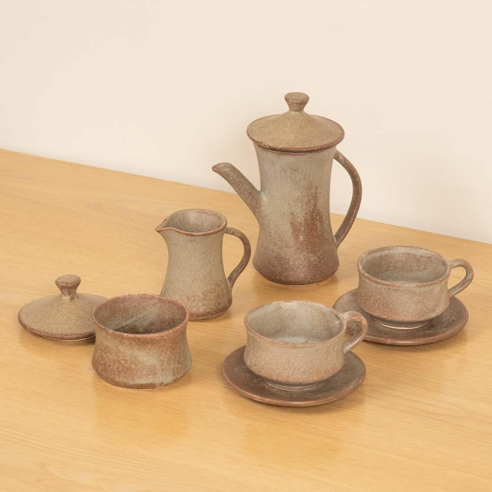 Französisches Steingut-Keramik-Kaffee-Set (Mitte des 20. Jahrhunderts) im Angebot