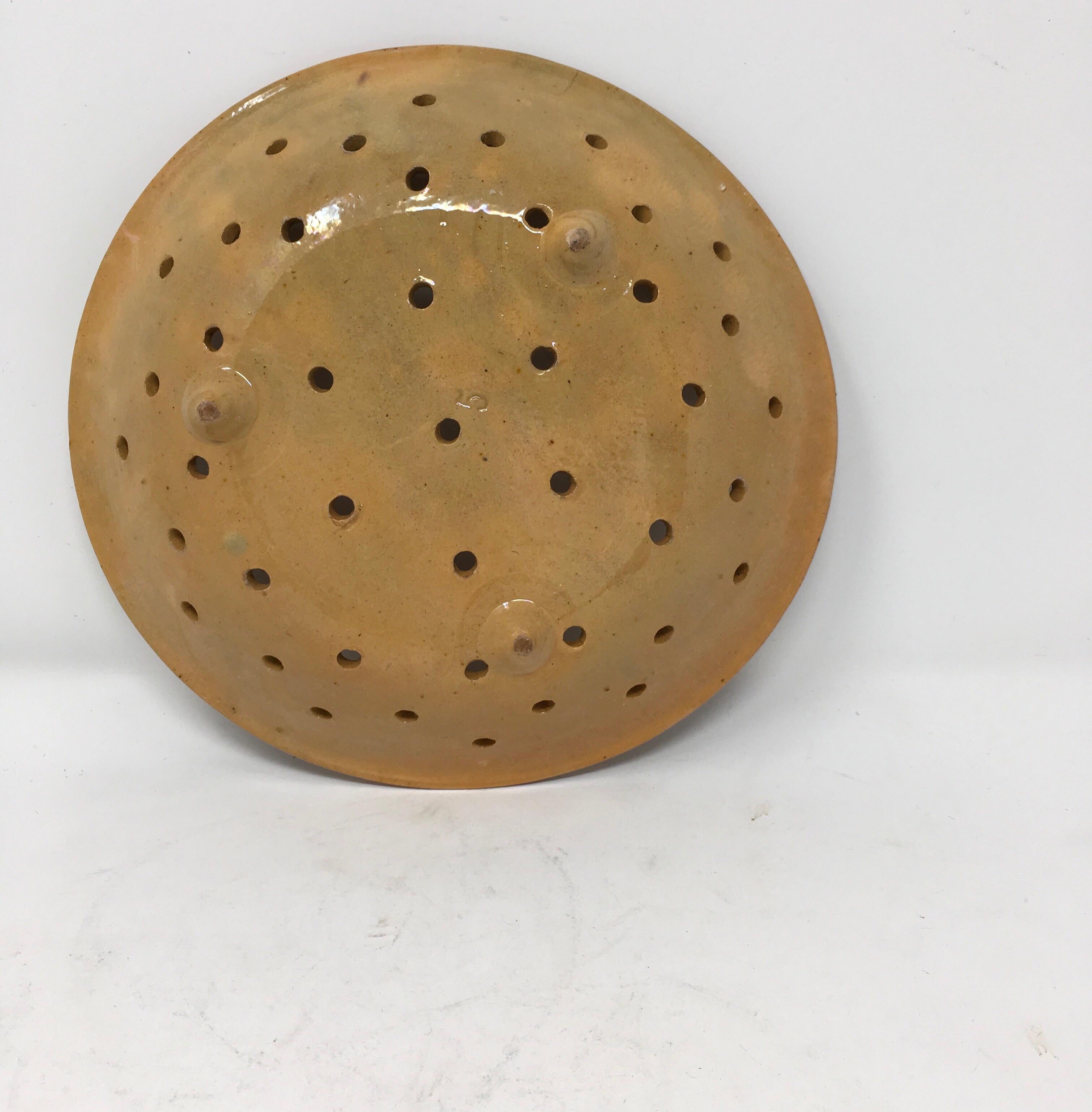French Stoneware Cheese Mold Strainer In Good Condition In Houston, TX