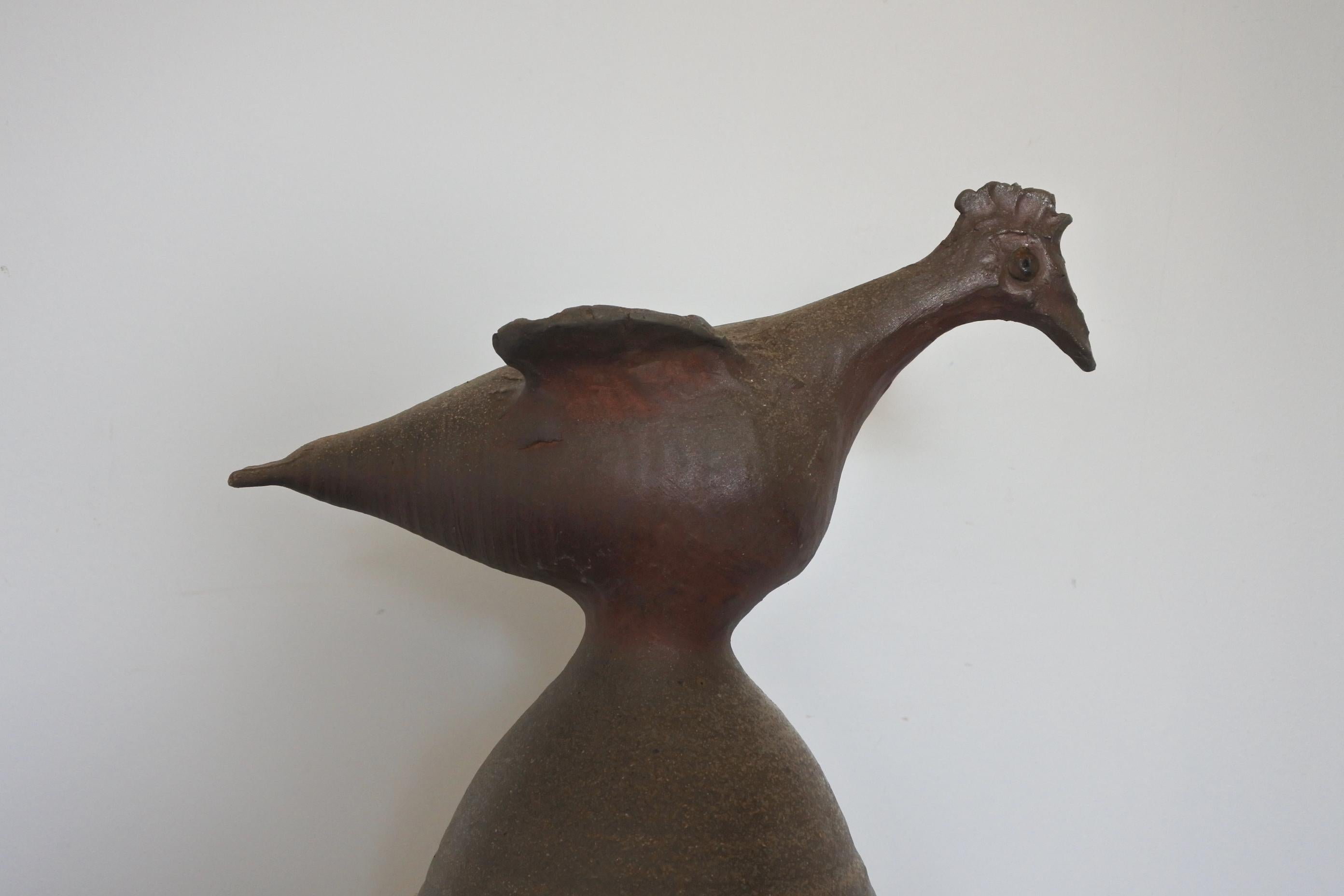 Late 20th Century French Stoneware Roof Finial, Bird Sculpture by Jean Michel Doix, Puisaye 1970s