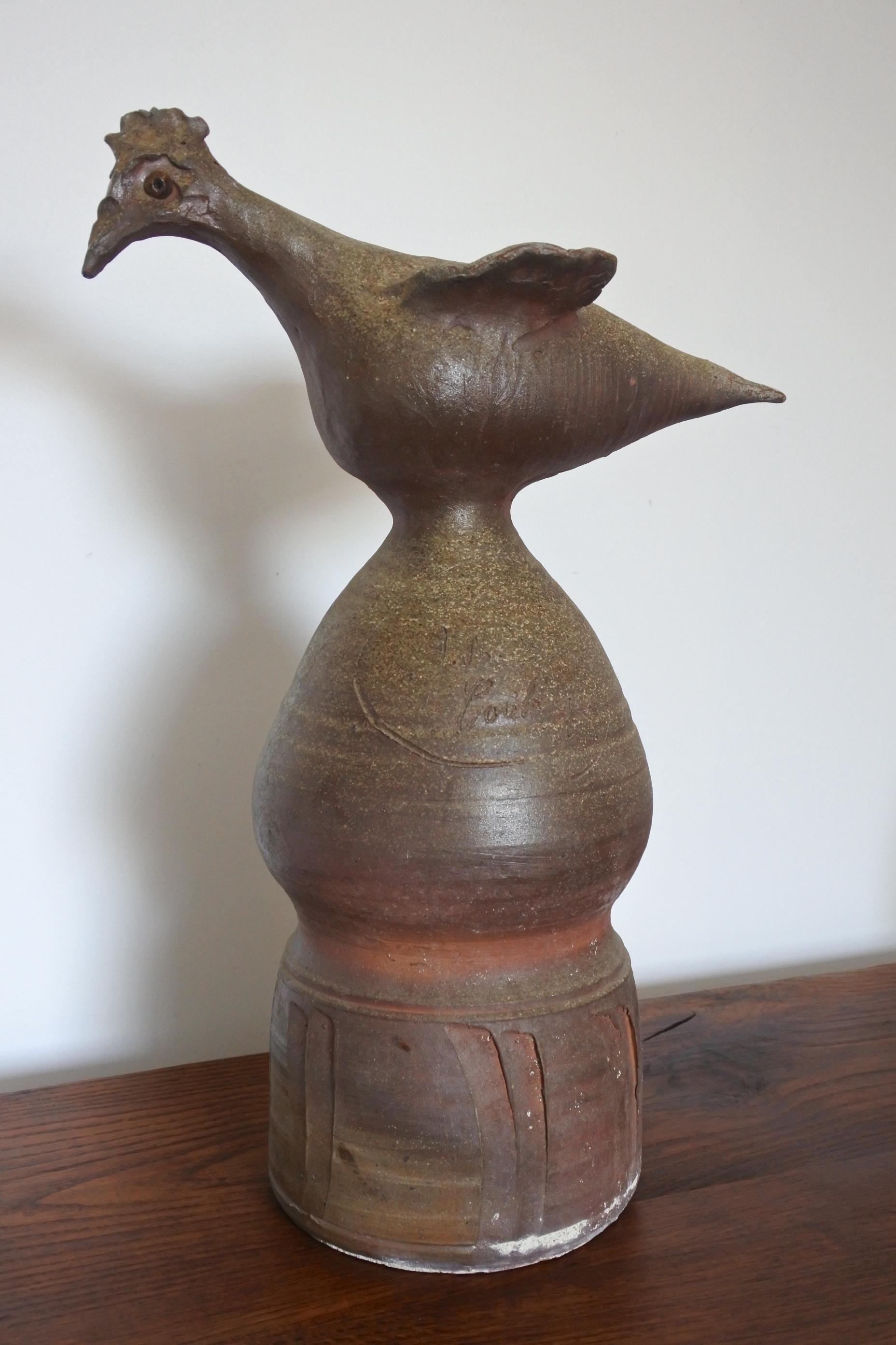 French Stoneware Roof Finial, Bird Sculpture by Jean Michel Doix, Puisaye 1970s 2