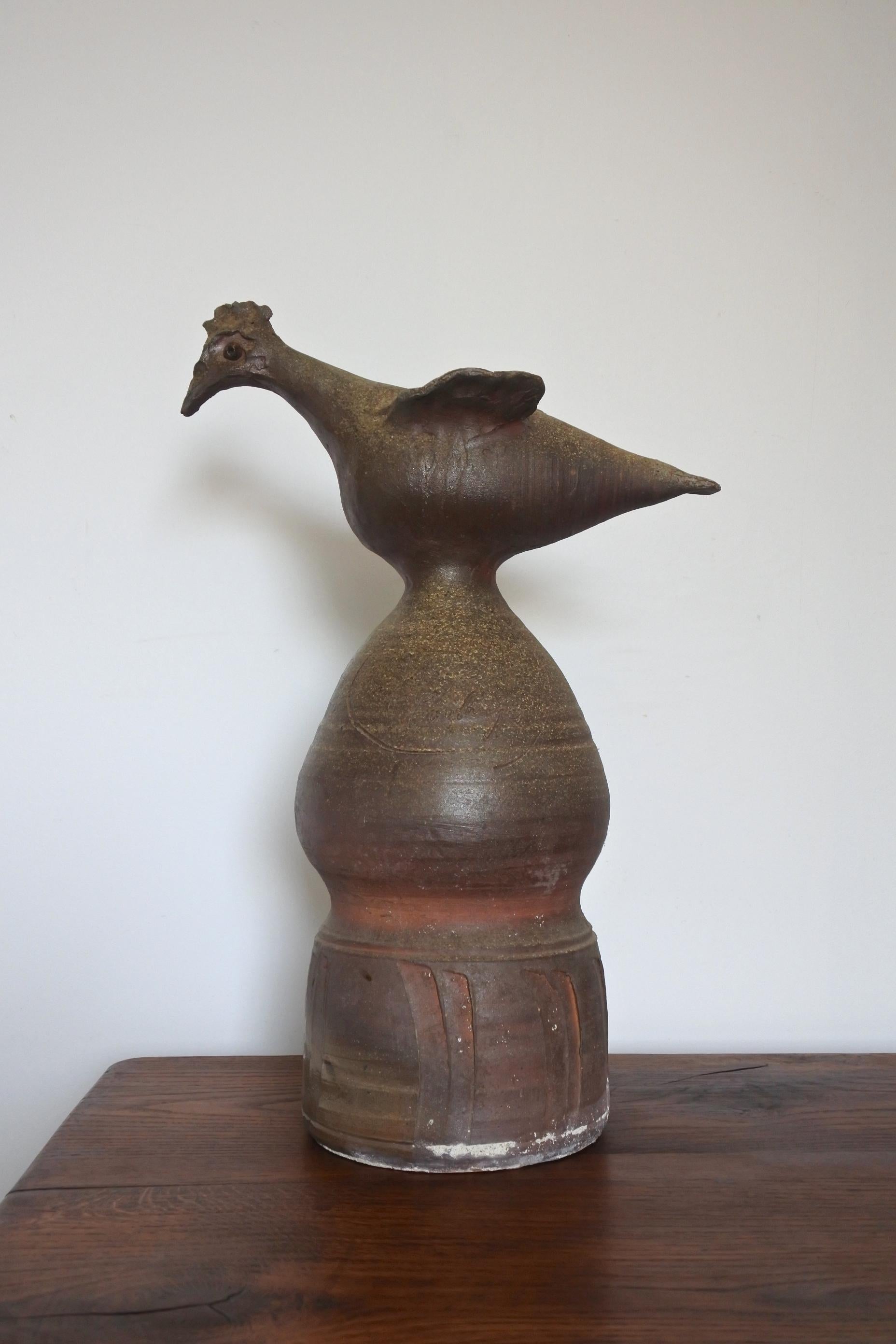 French Stoneware Roof Finial, Bird Sculpture by Jean Michel Doix, Puisaye 1970s 3