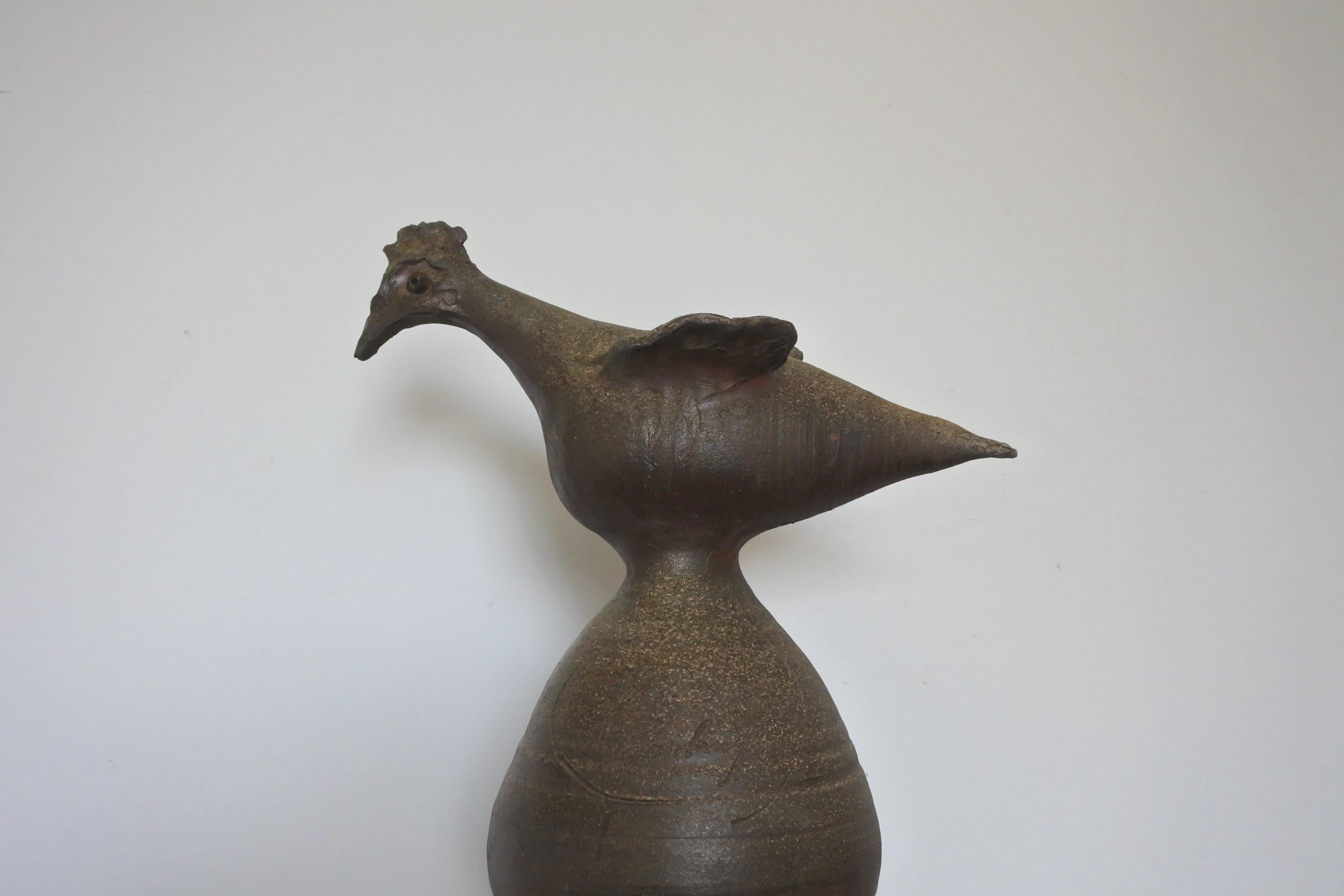 French Stoneware Roof Finial, Bird Sculpture by Jean Michel Doix, Puisaye 1970s 4