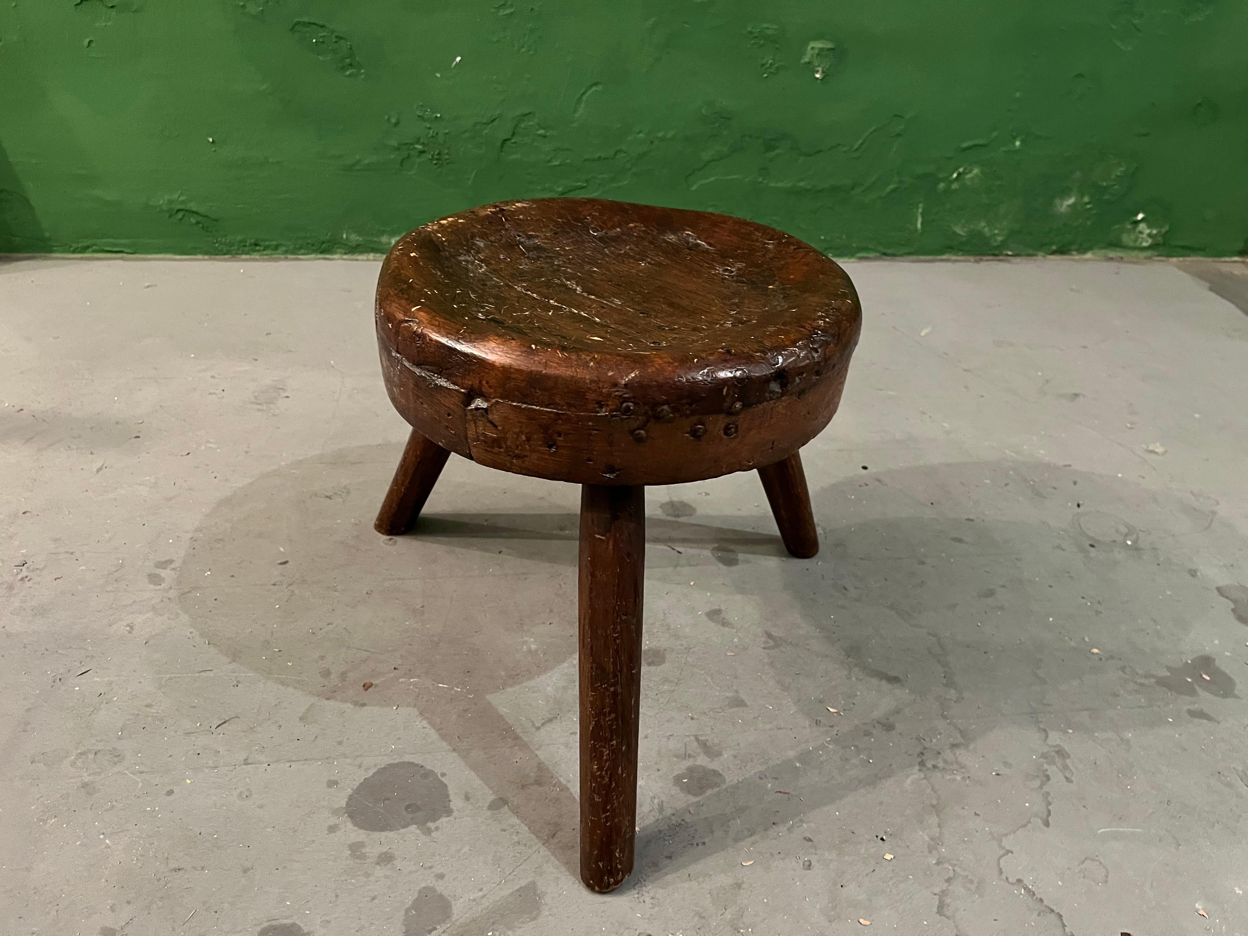 French Stool, 1900s, Oak, Antique/ Perriand Style In Good Condition For Sale In Frankfurt am Main, DE