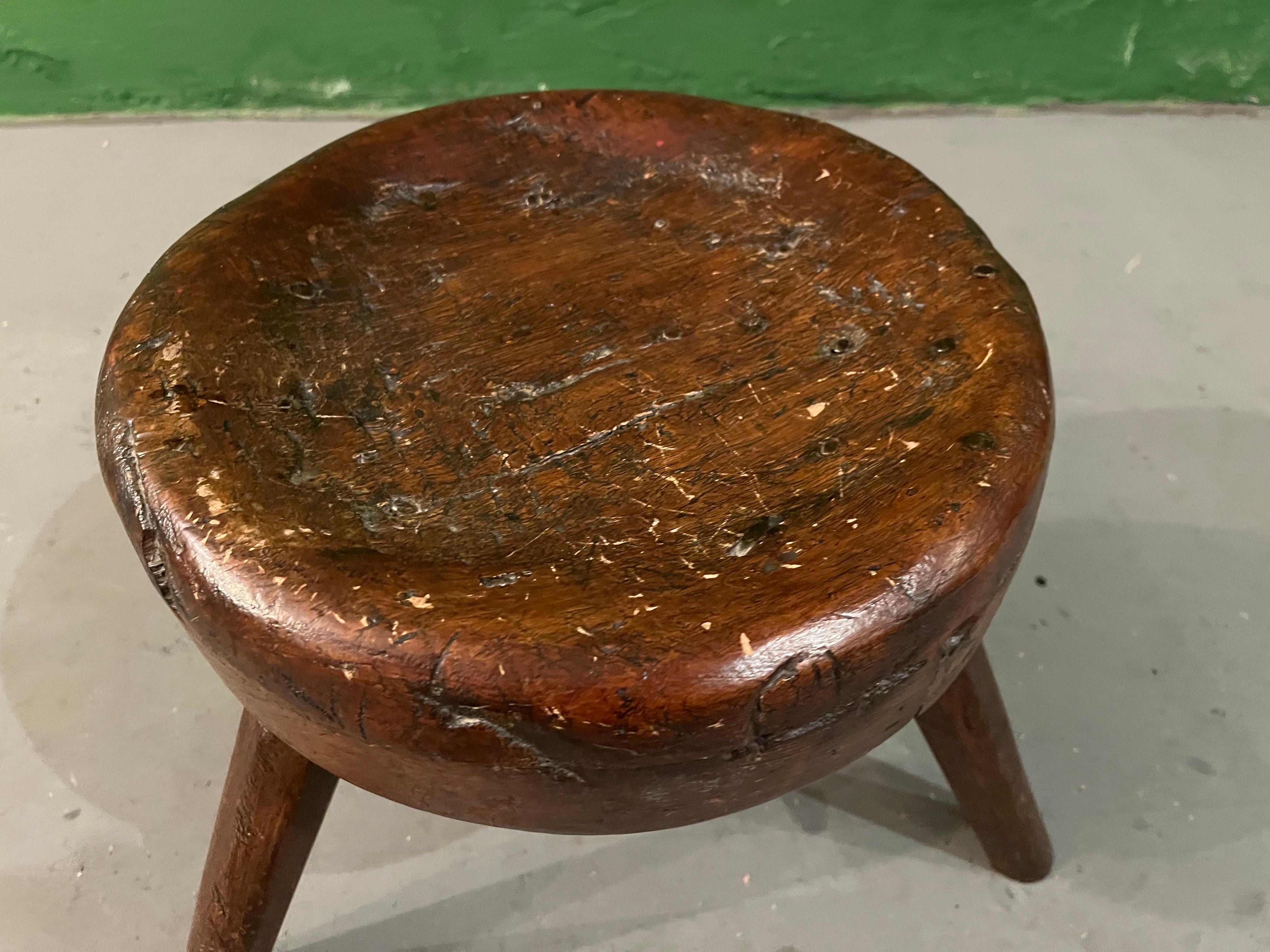 20th Century French Stool, 1900s, Oak, Antique/ Perriand Style For Sale