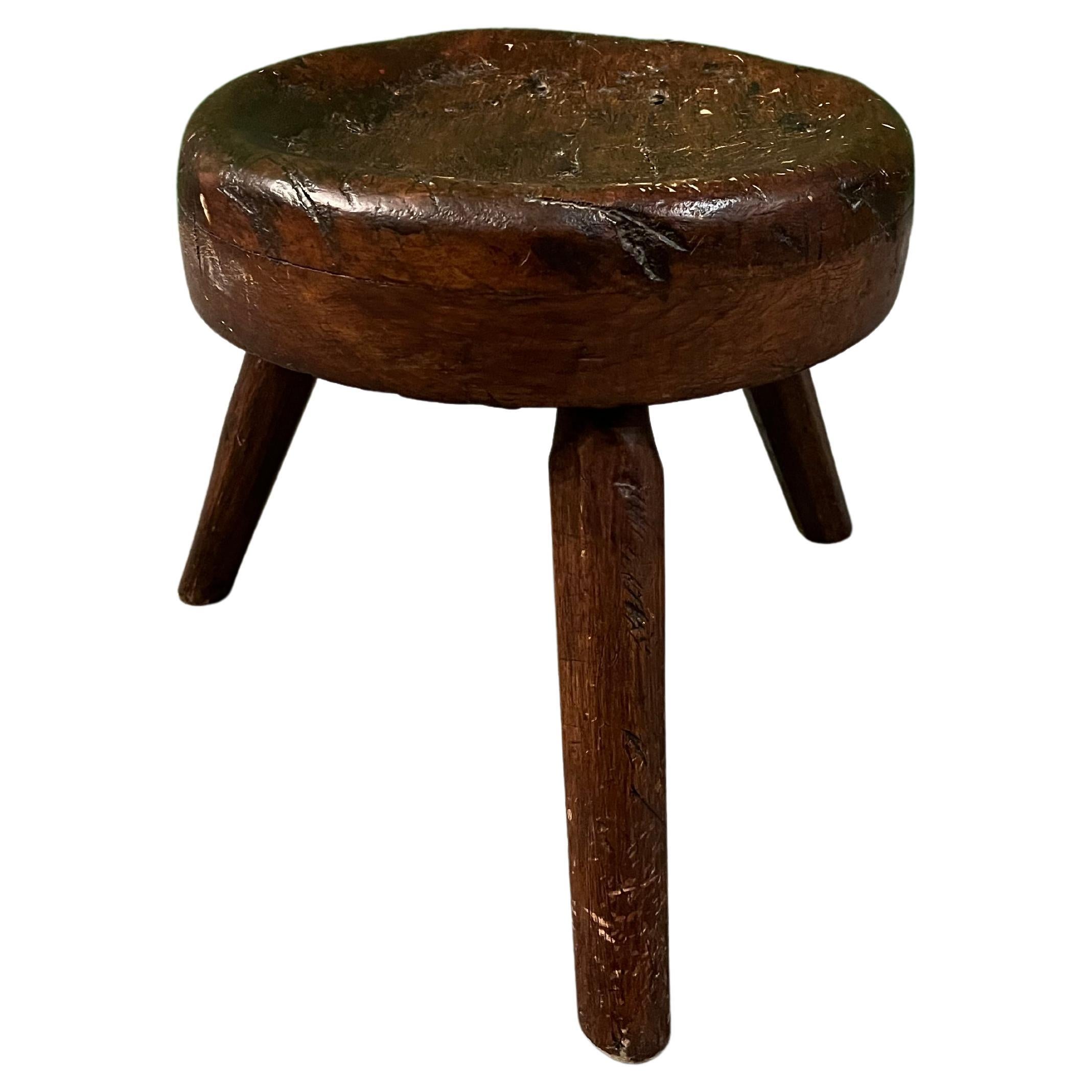 French Stool, 1900s, Oak, Antique/ Perriand Style For Sale