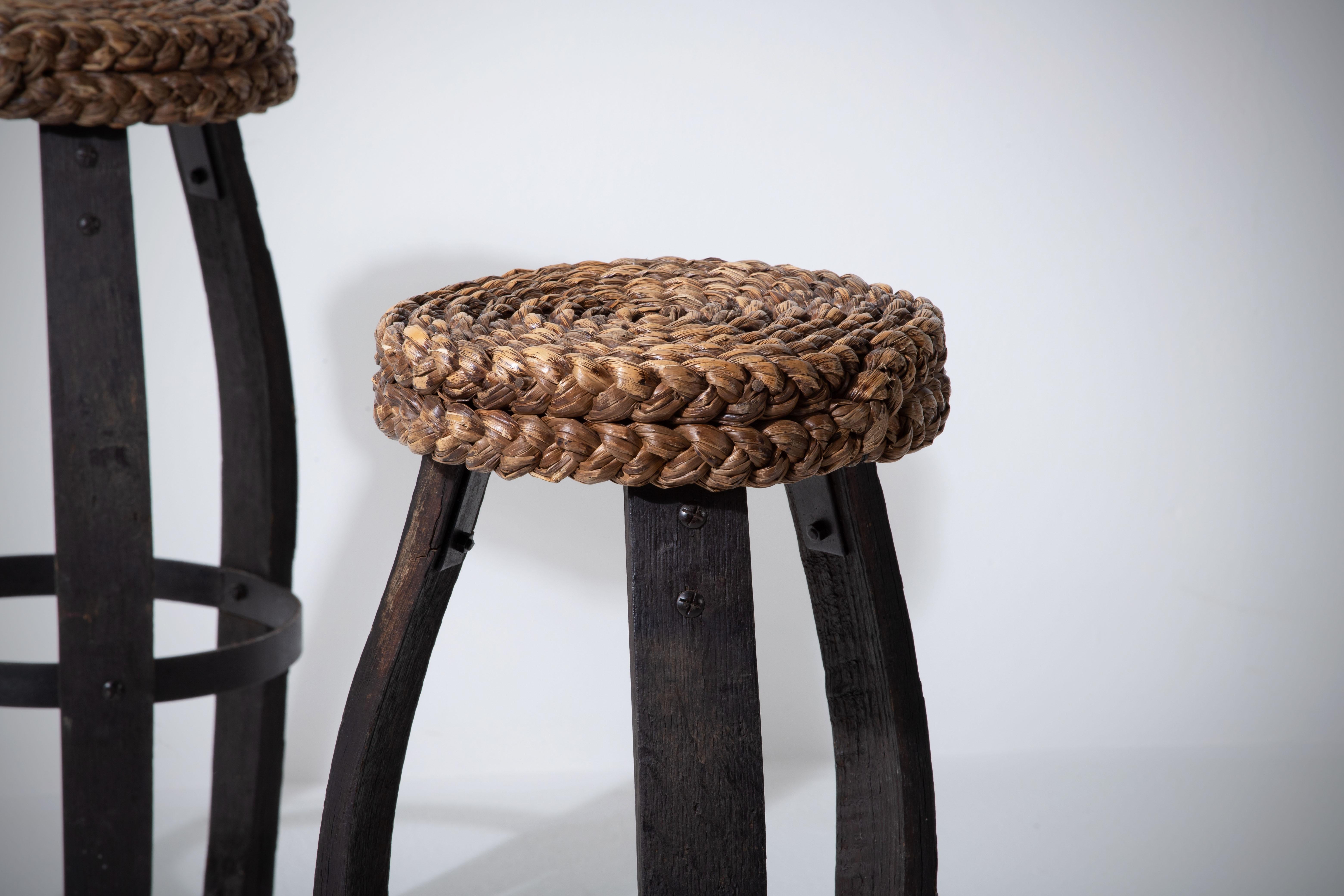 French Stool by Adrien Audoux & Frida Minet, 1950s For Sale 5