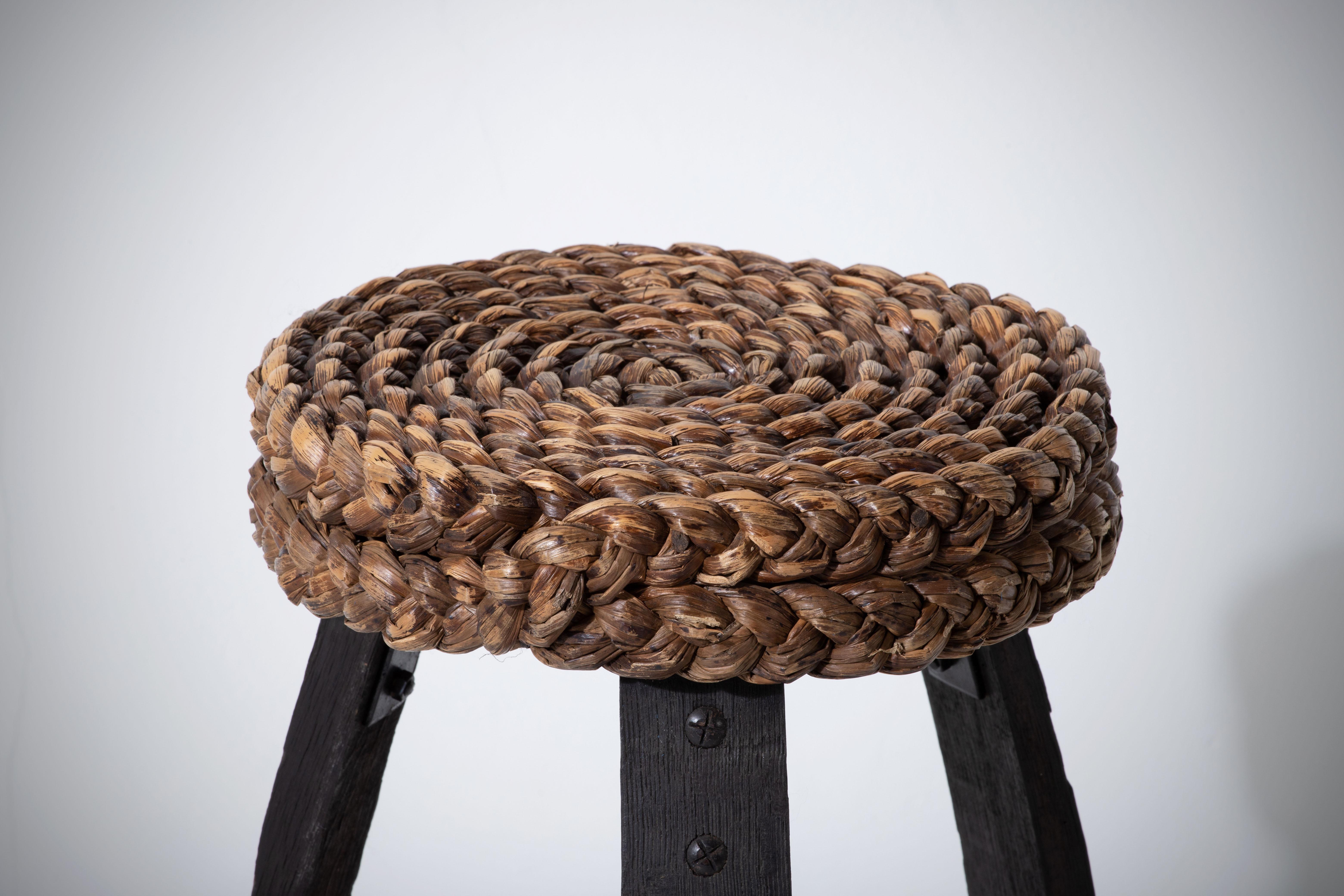 French Stool by Adrien Audoux & Frida Minet, 1950s For Sale 1
