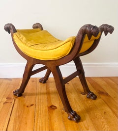 French Stool Dagobert Curule seat - panther - Renaissance - Empire France 19th