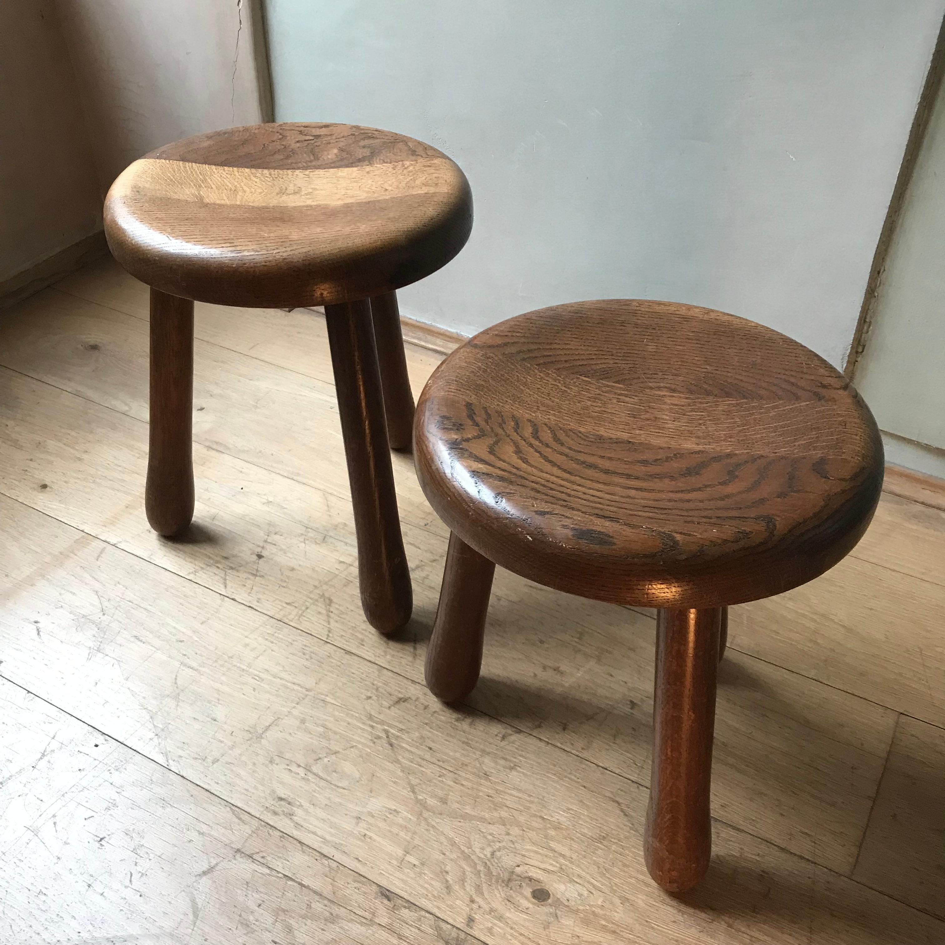 Oak French stools from the 40s For Sale