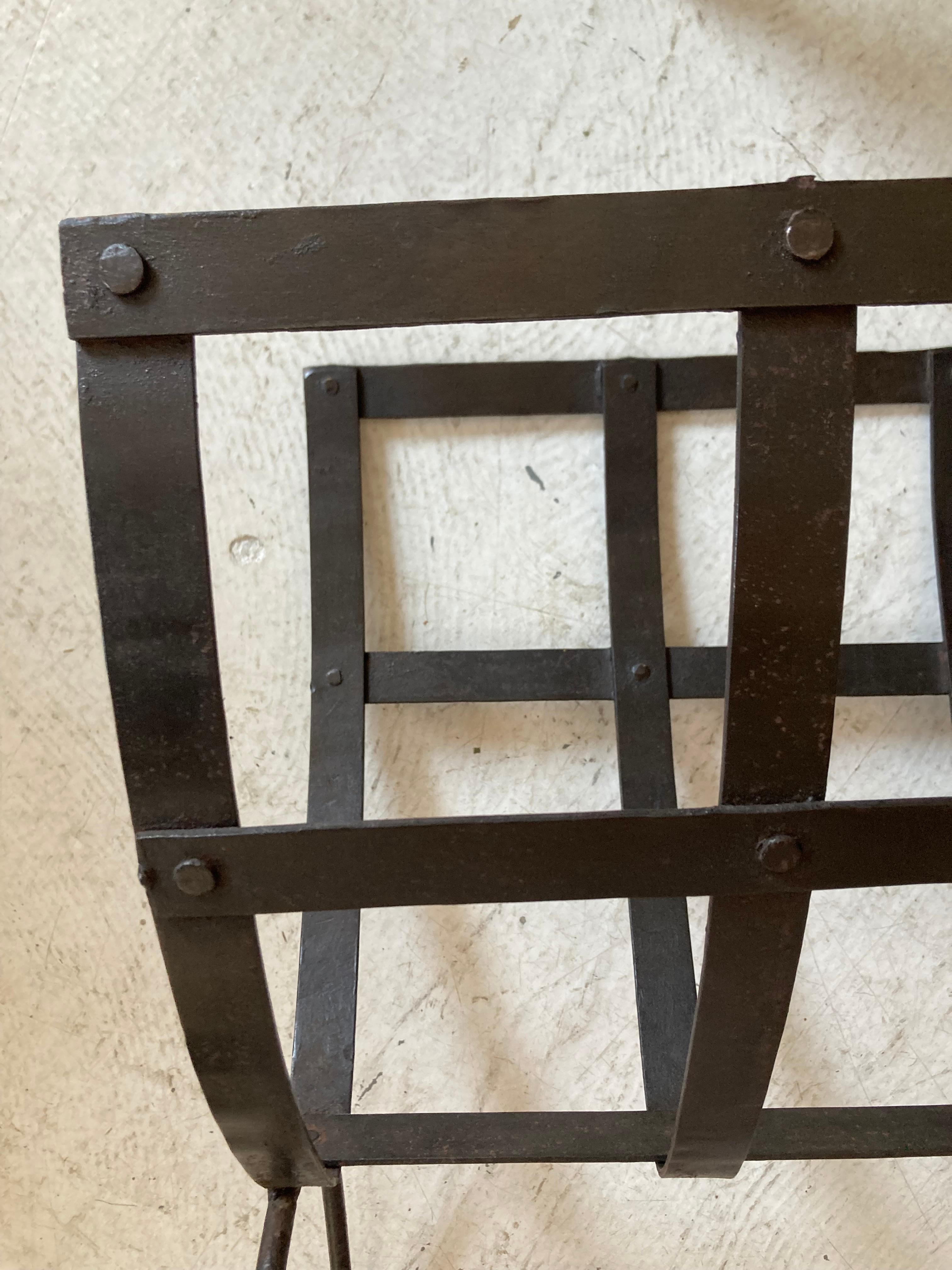 Burnished French Brutalist Iron Magazine Rack