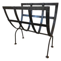 French Brutalist Iron Magazine Rack