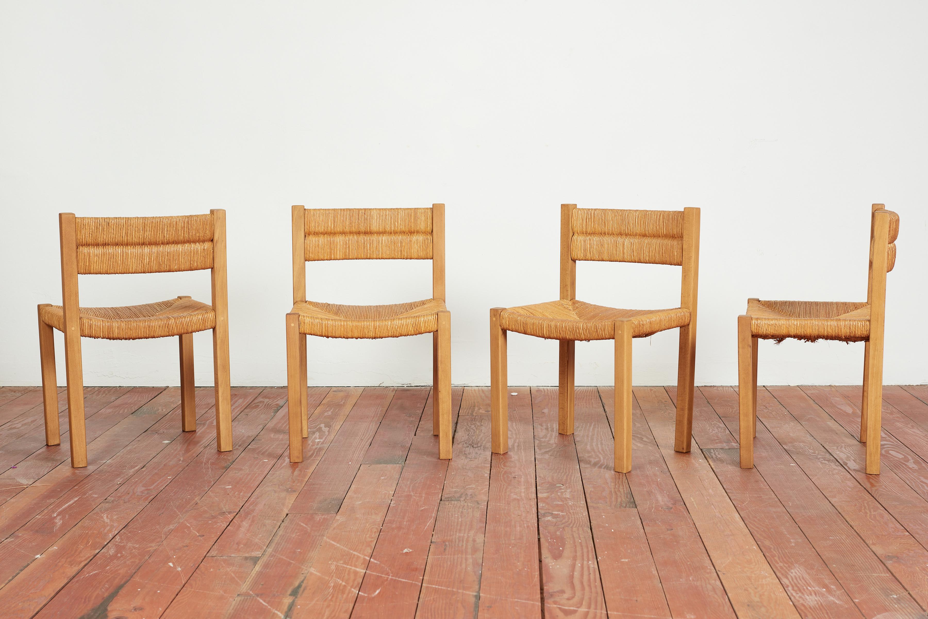 Mid-20th Century French Straw Dining Chairs - Set of 8  For Sale