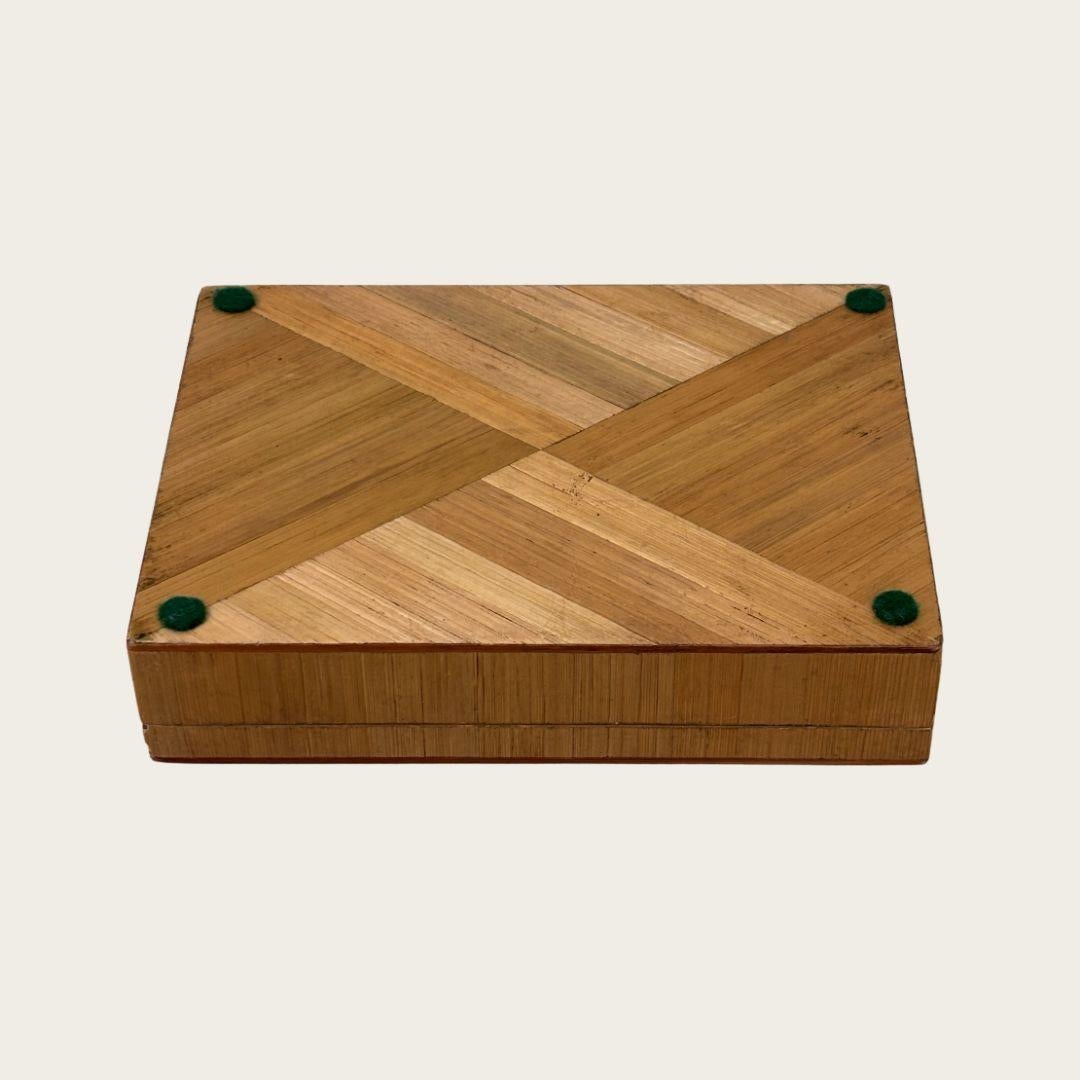 Paglia Scatola di intarsio di paglia francese nello stile di Jean-Michel Frank in vendita