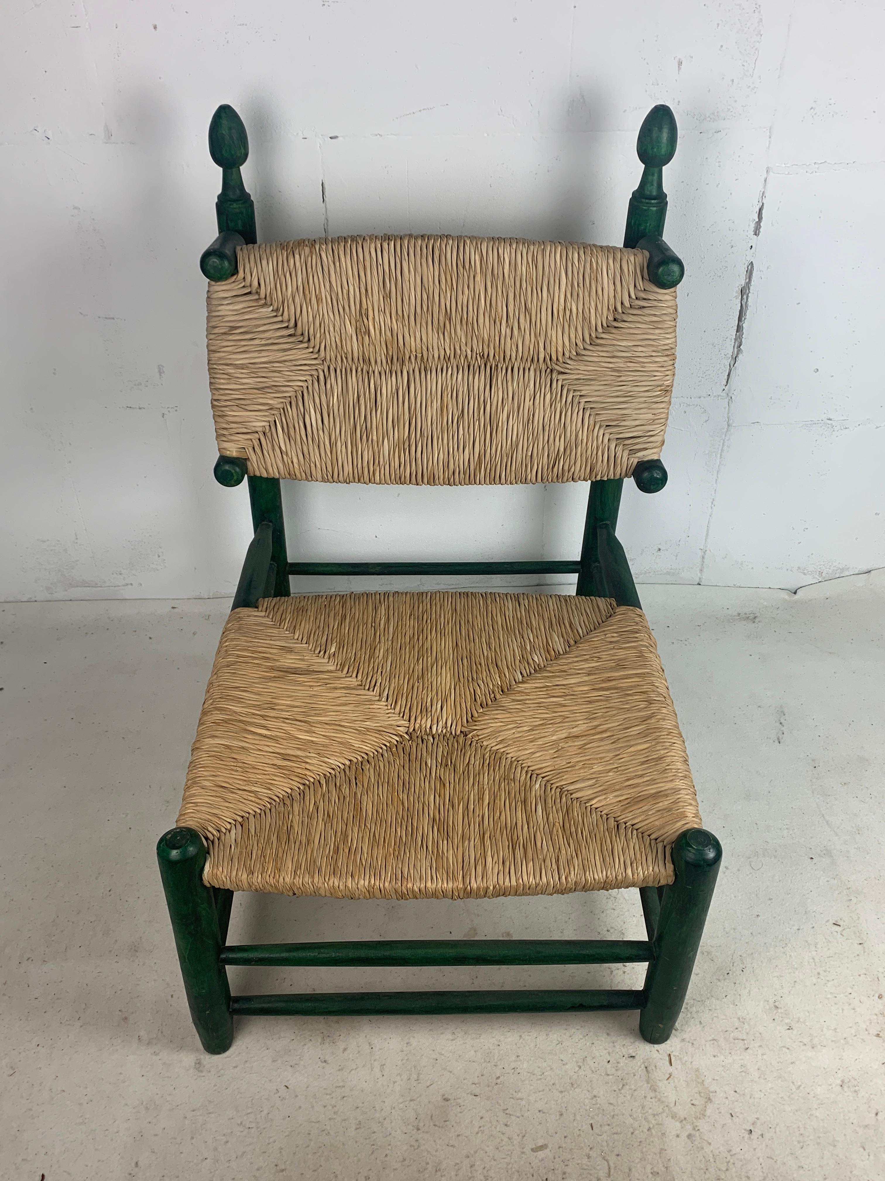 French straw rush low lounge chair in the style of Charles Dudouyt, 1950s For Sale 10