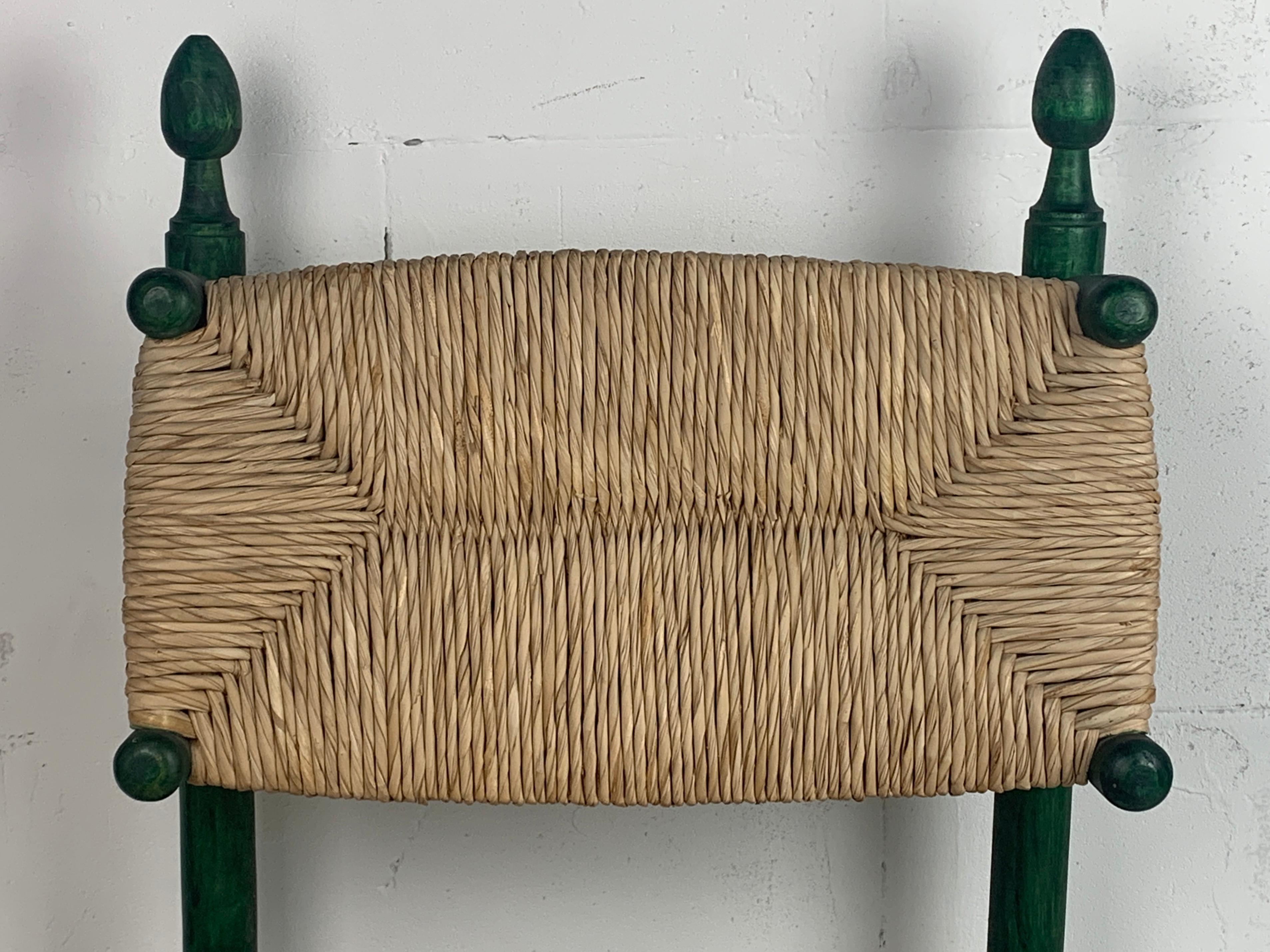 French straw rush low lounge chair in the style of Charles Dudouyt, 1950s For Sale 11