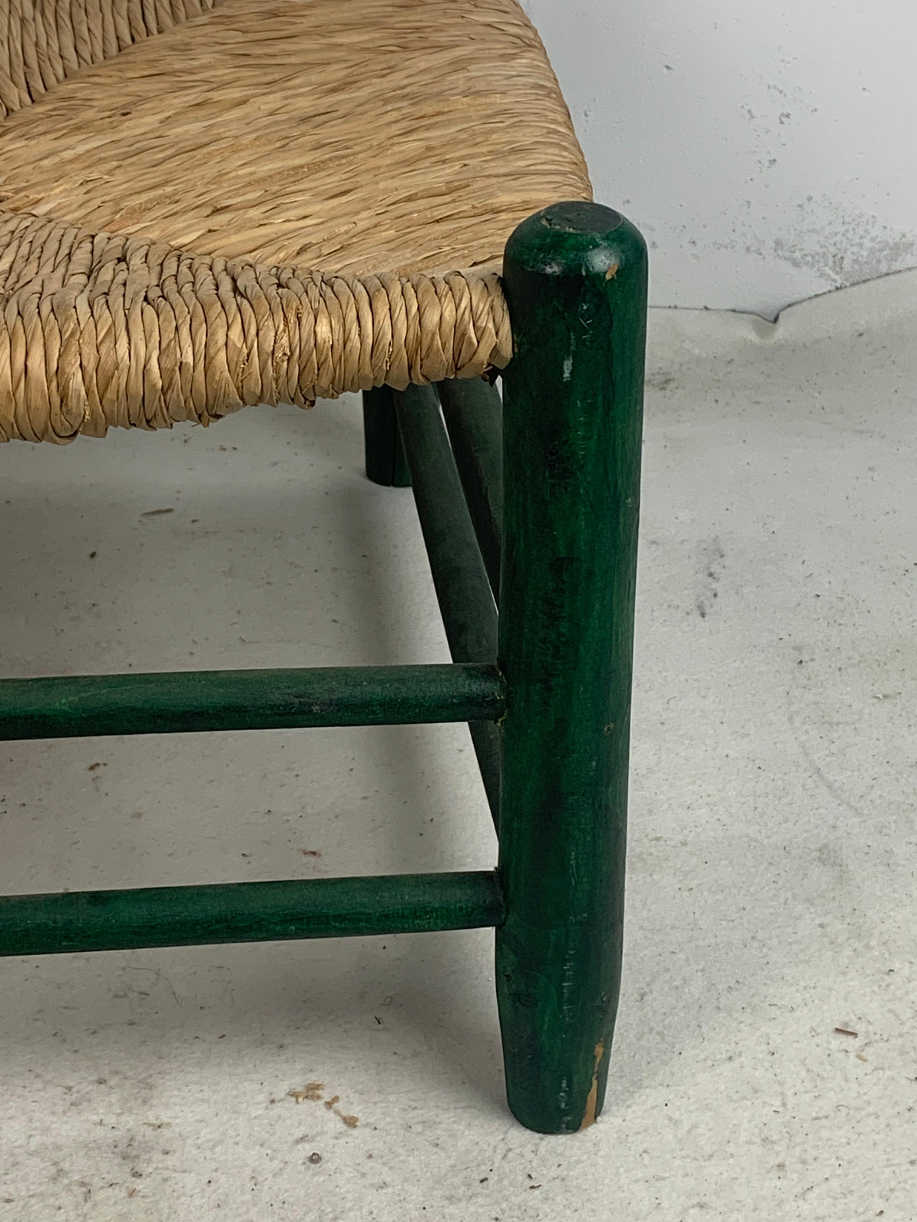 French straw rush low lounge chair in the style of Charles Dudouyt, 1950s For Sale 1