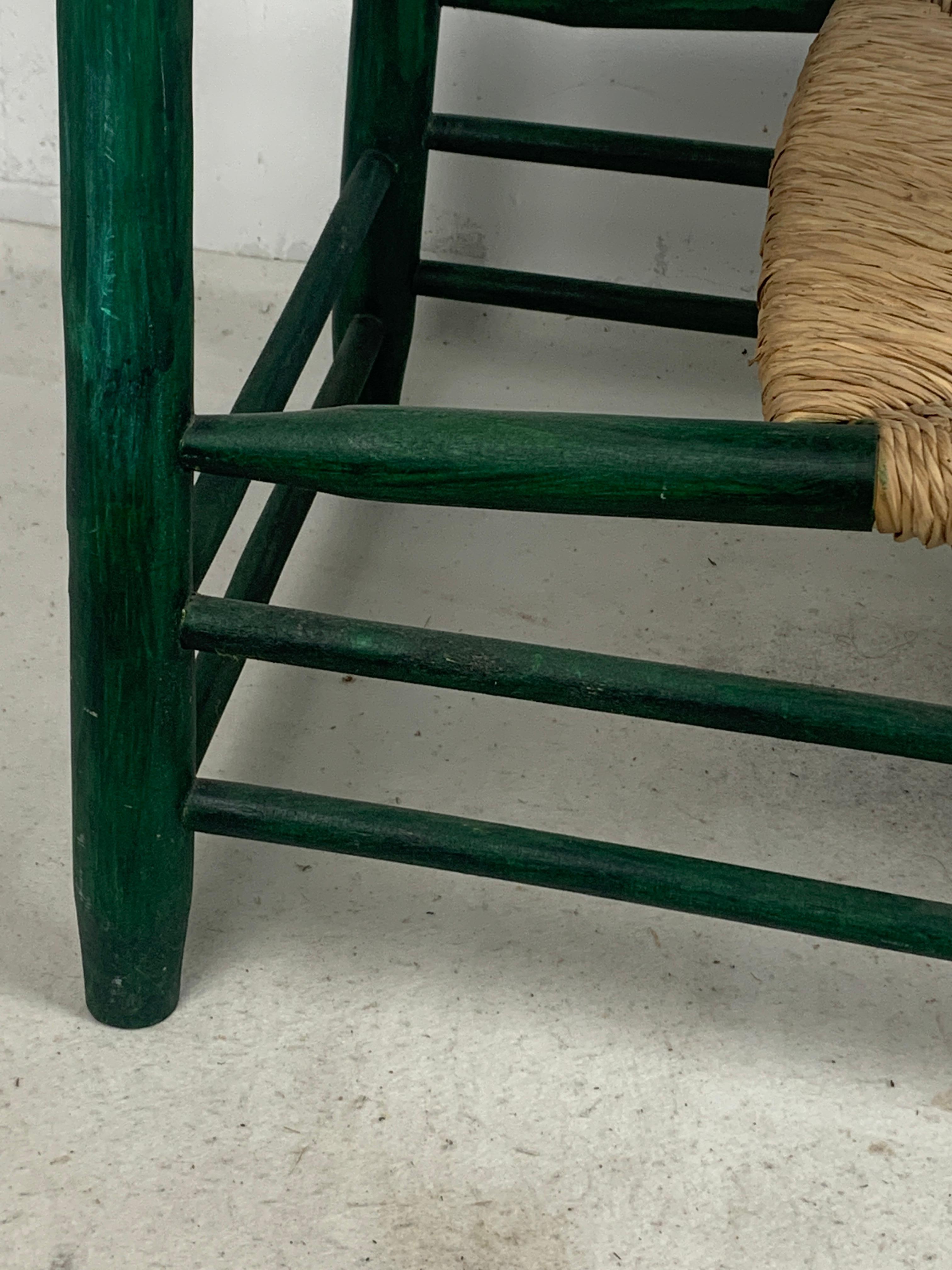 French straw rush low lounge chair in the style of Charles Dudouyt, 1950s For Sale 2