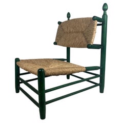 Französischer niedriger Loungesessel aus Strohbürsten im Stil von Charles Dudouyt, 1950er Jahre