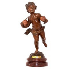 French Strawberry Girl Bronze Figure Emile Pinedo