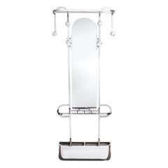 French Streamlined Art Deco Polished Chrome Coat/Umbrella Rack W/ Arched Mirror