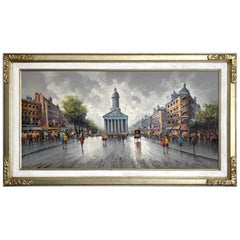 French Street Scene Painting Oil on Canvas