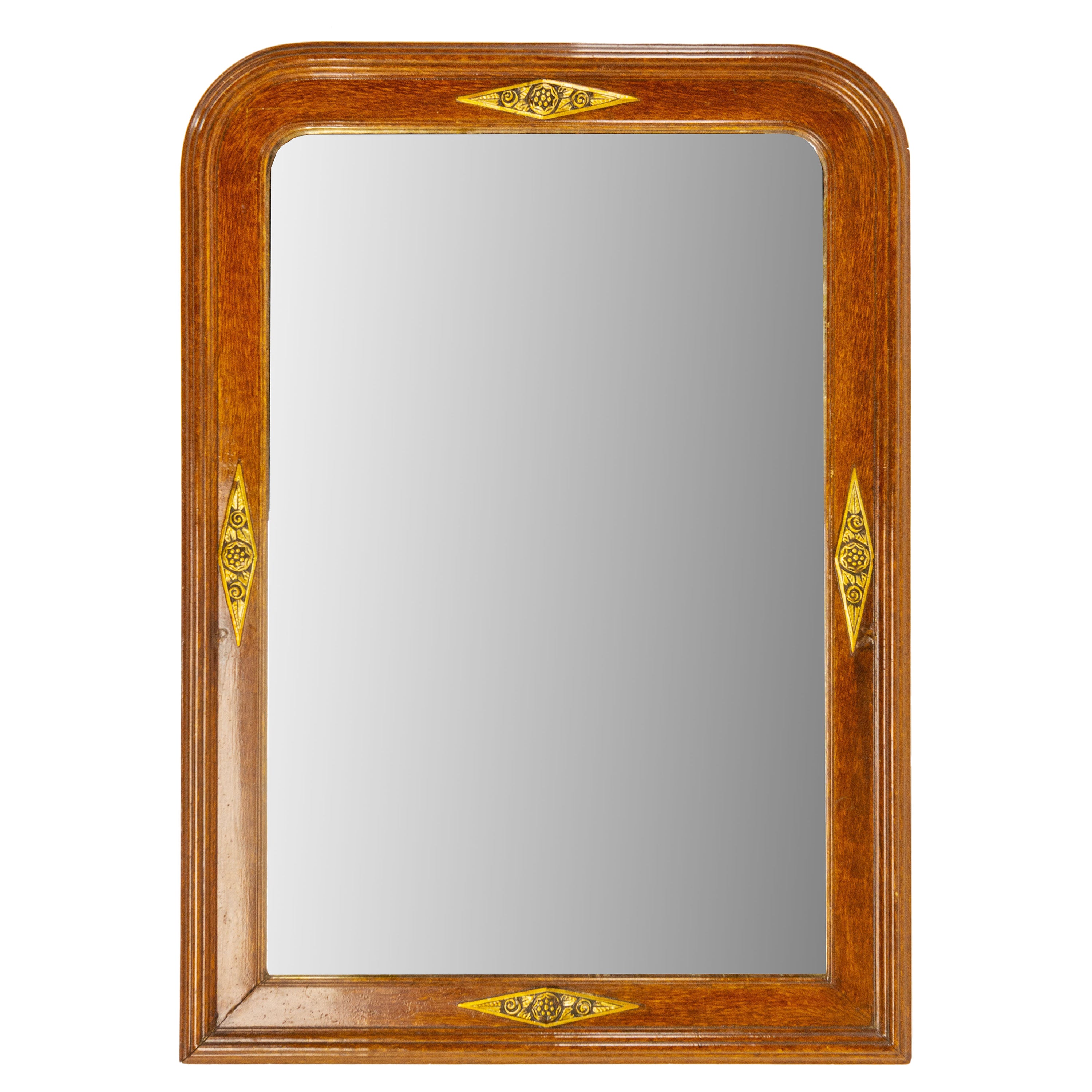 Miroir Art Deco français en stuc imitation bois et dorure, vers 1930 en vente