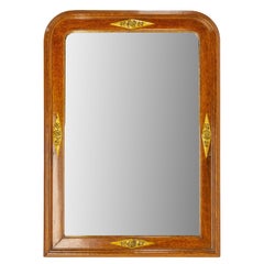 French Stucco Art Deco Mirror Imitation Wood and Gilding, circa 1930