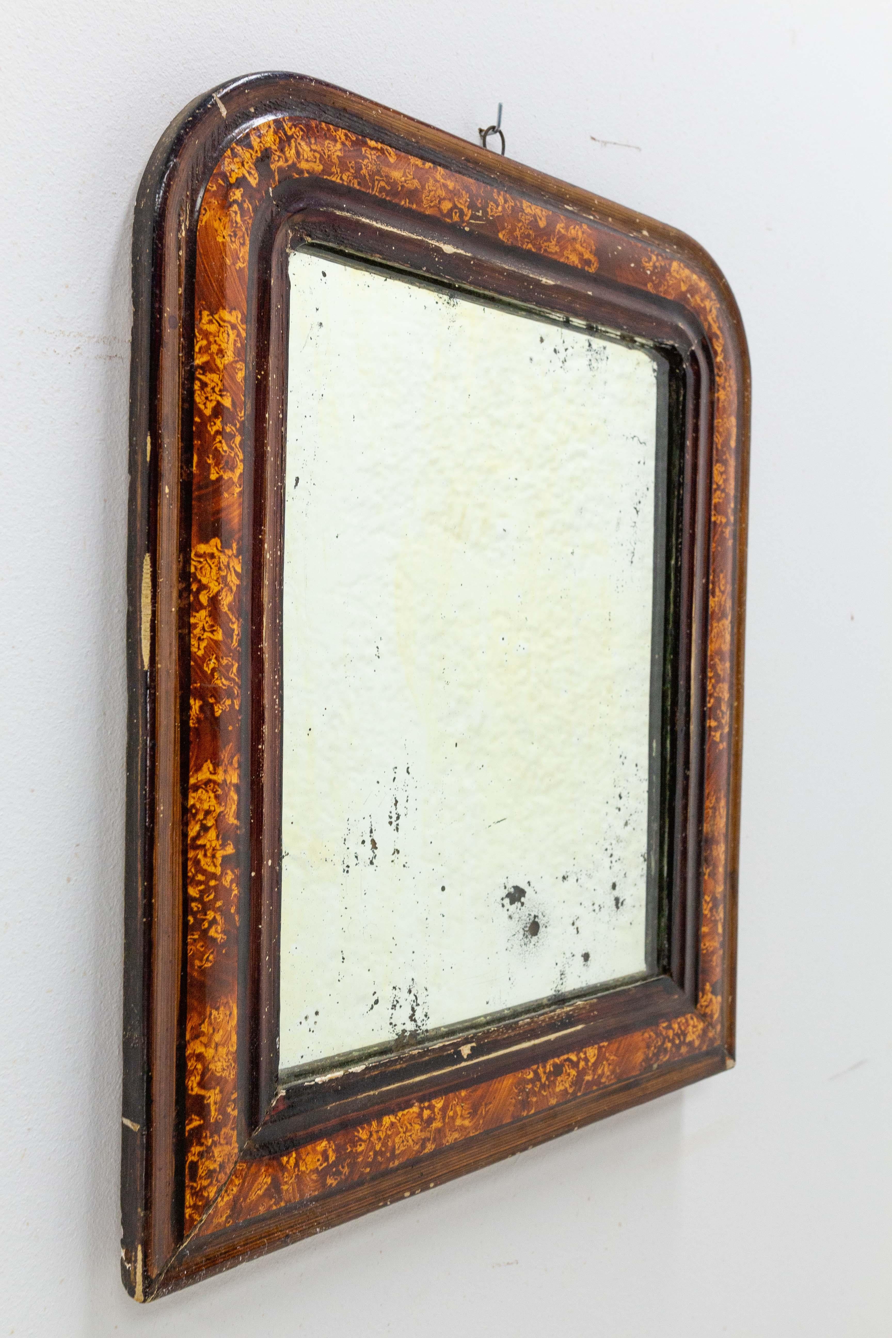 French Stucco Louis Philippe Mirror, 19th Century In Good Condition In Labrit, Landes