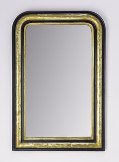 Specchio francese Louis Philippe in stucco, imitazione di Wood e doratura, 1870 ca.