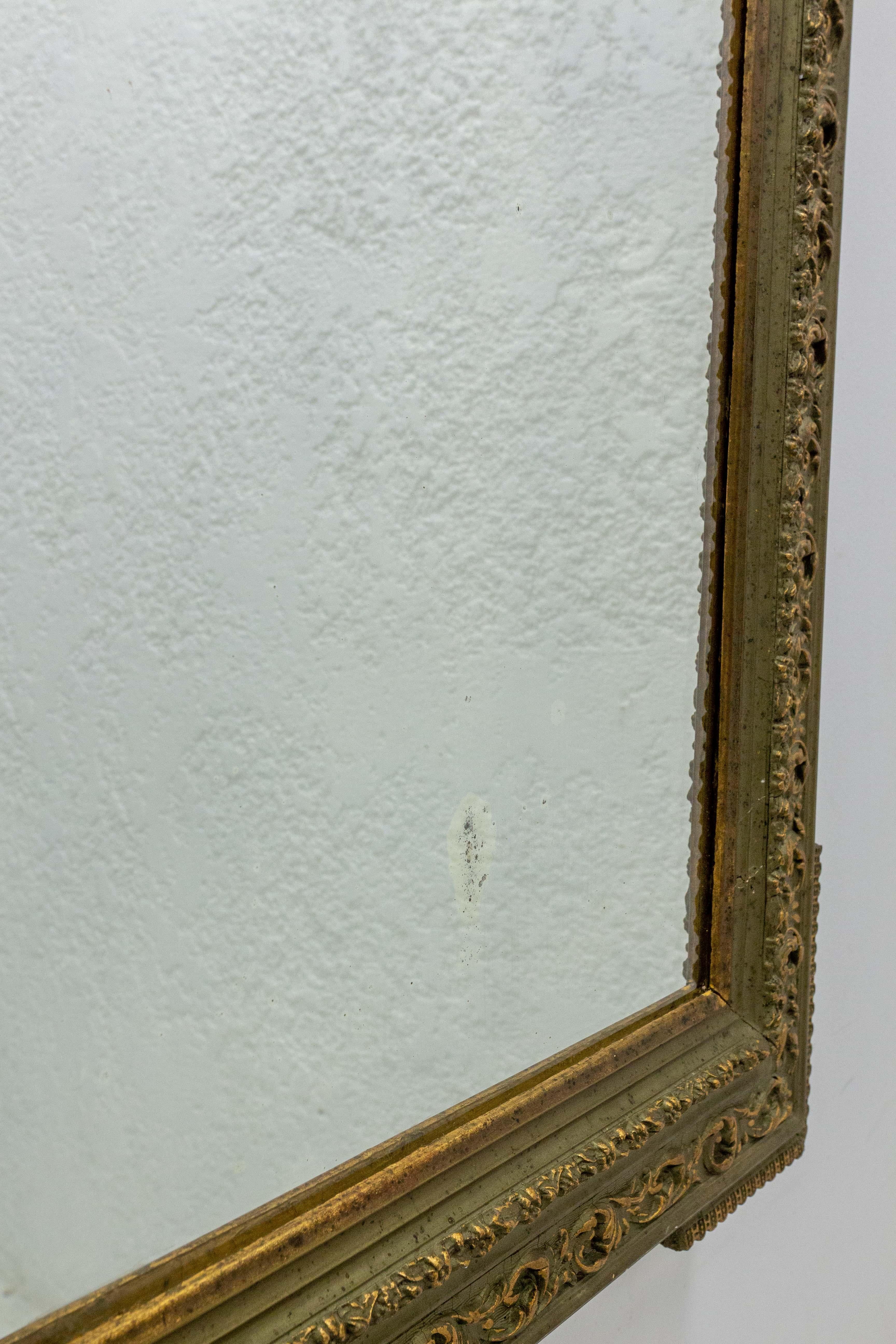 French Stucco Mirror with Bronze Patina Vegetal Patterns, Napoleon III c. 1890 For Sale 1