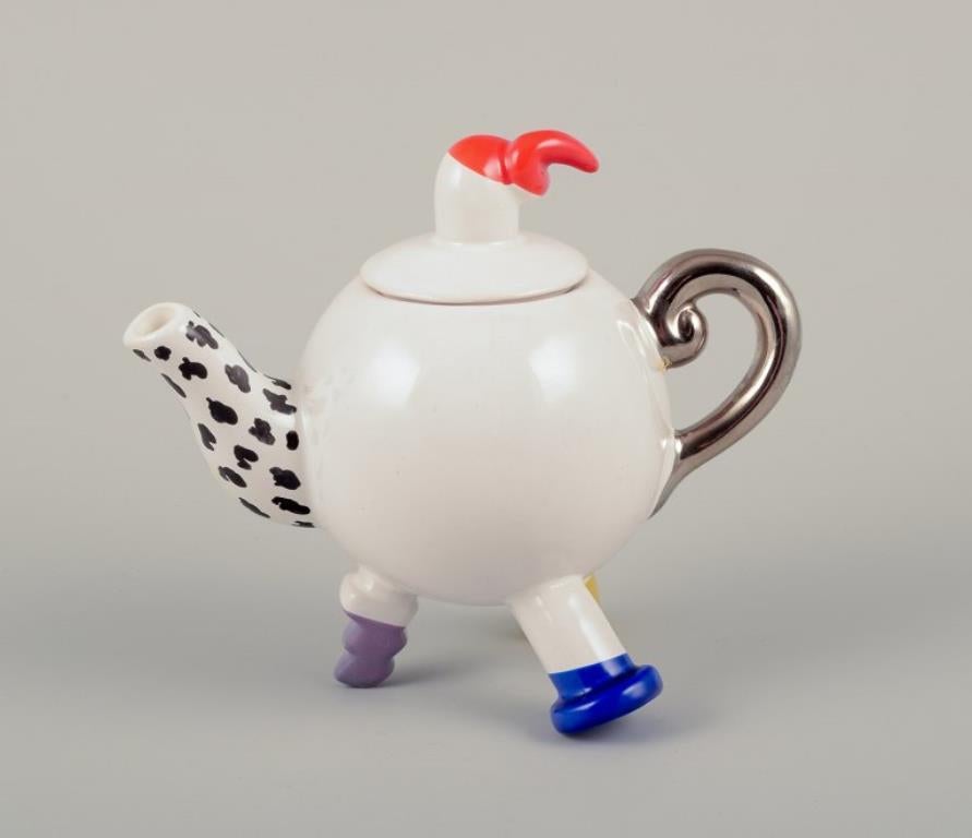 Postmoderno Ceramista di studio francese. Miniatura di teiera e zuccheriera. in vendita