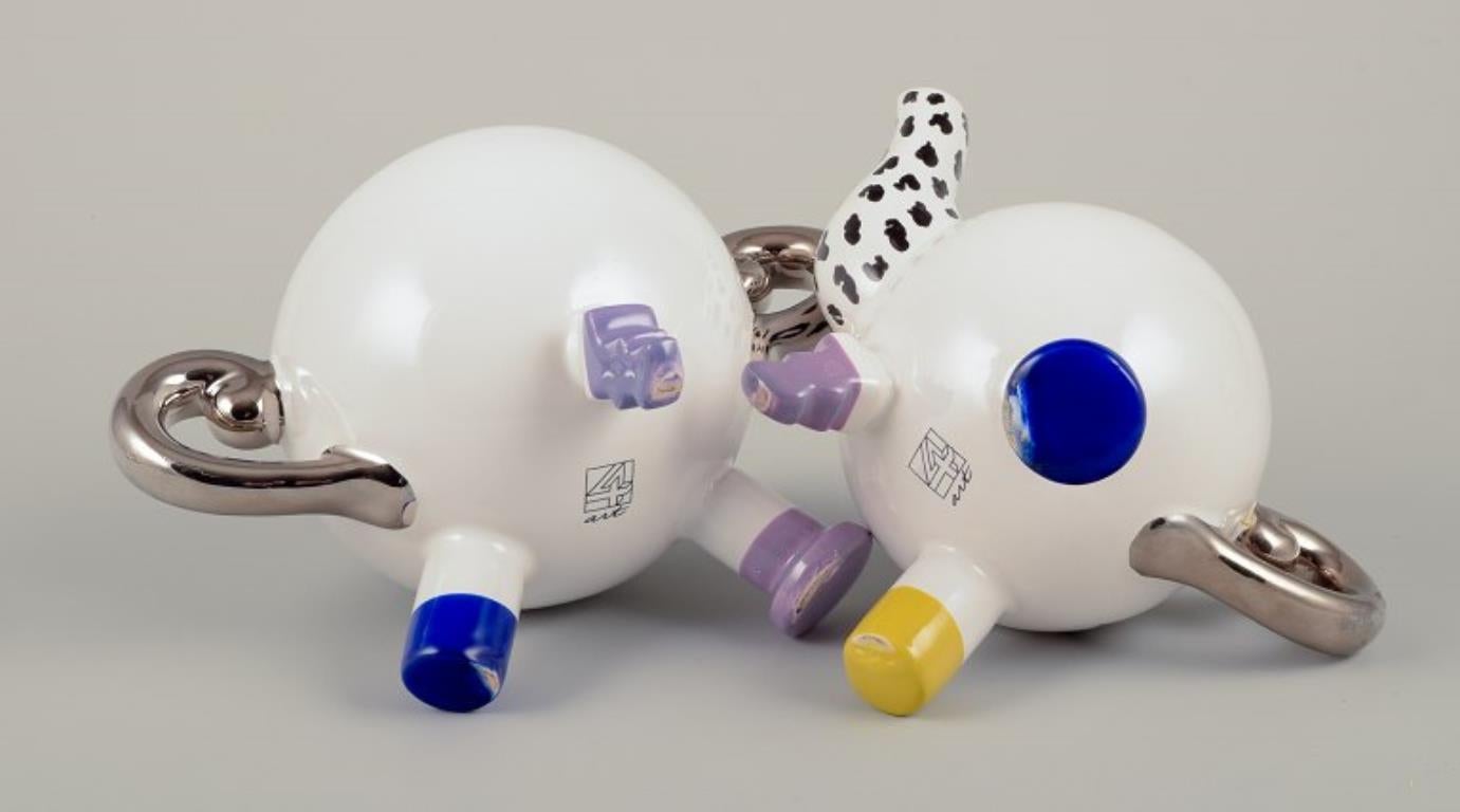 Ceramica Ceramista di studio francese. Miniatura di teiera e zuccheriera. in vendita