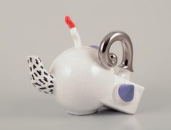 French studio ceramicist. Teapot. Abstract futuristic style. Late 20th C.