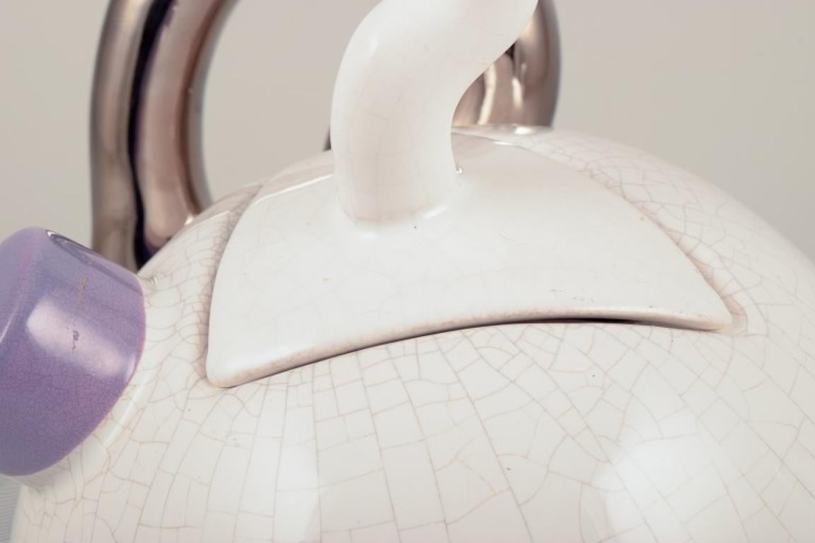 French studio ceramicist. Teapot. Abstract futuristic style. Late 20th C. 1