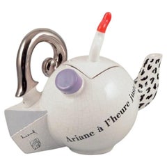 French studio ceramicist. Teapot. Abstract futuristic style. Late 20th C.