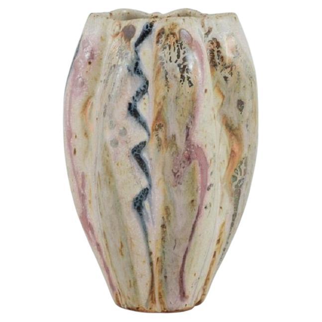 French Studio Ceramicist, Unique Ceramic Vase, Approx. 1970s For Sale