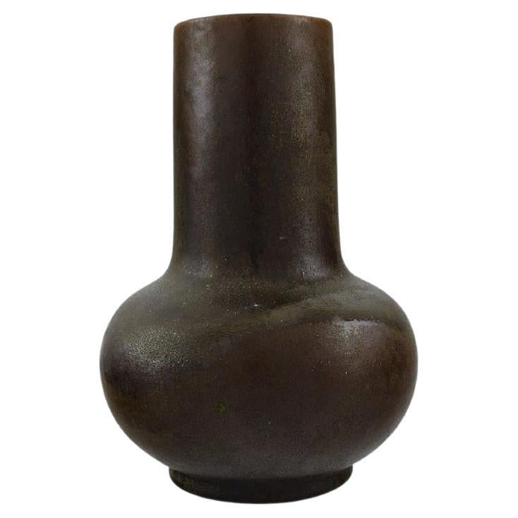 Französischer Studio-Keramikkünstler, einzigartige Vase aus glasiertem Steingut, 1930er/40er Jahre