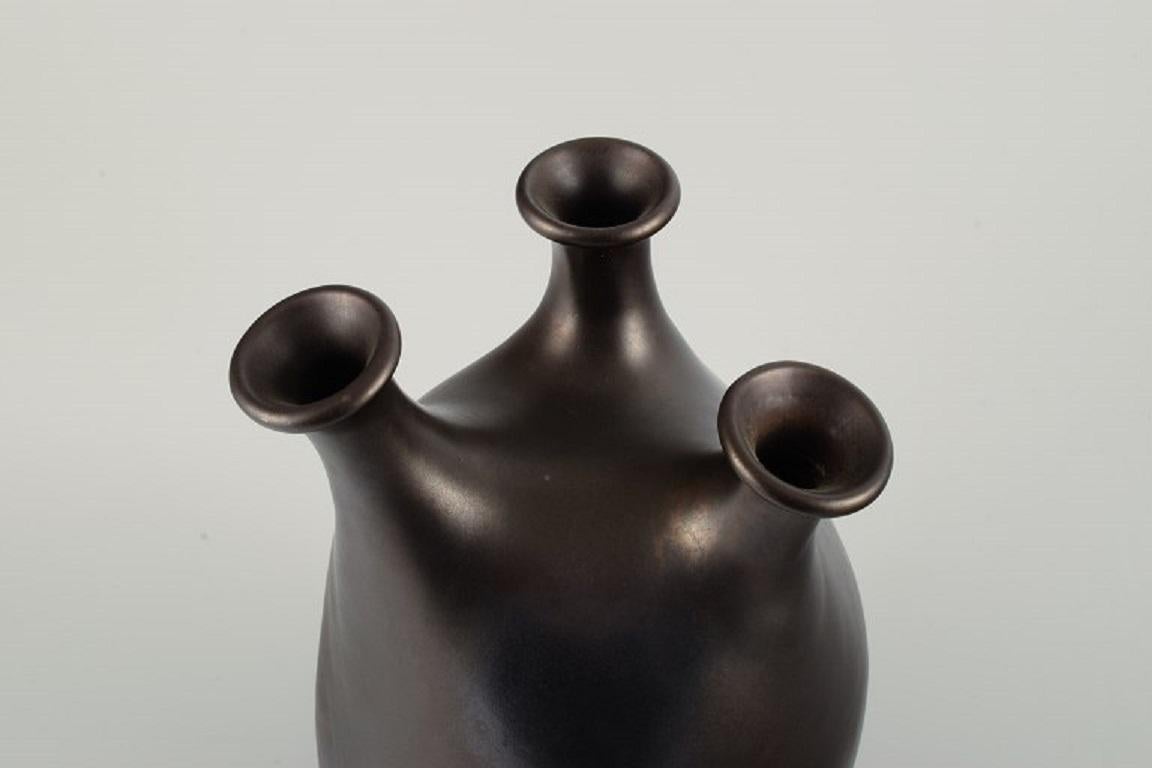 Modern French Studio Ceramist, Unique Vase in Glazed Stoneware, Late 1900 For Sale