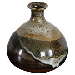 French Studio Pottery Stoneware Vase, with Layers of Glazes Drips