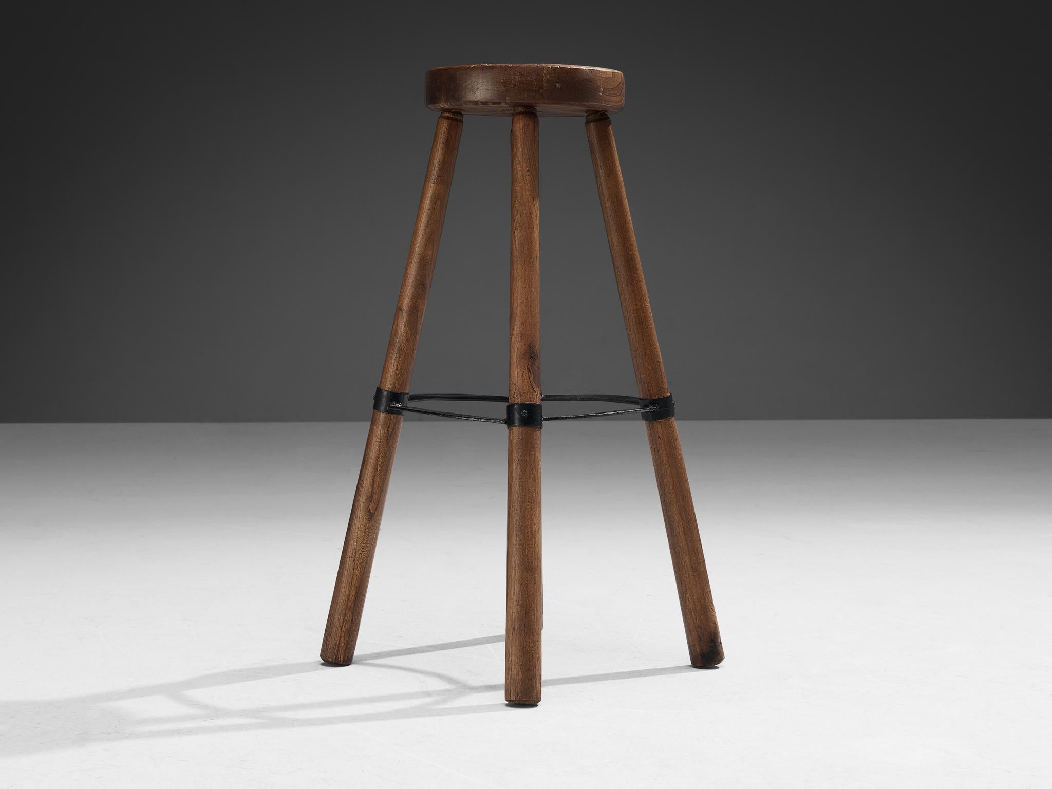 Mid-20th Century French Sturdy Barstool  For Sale