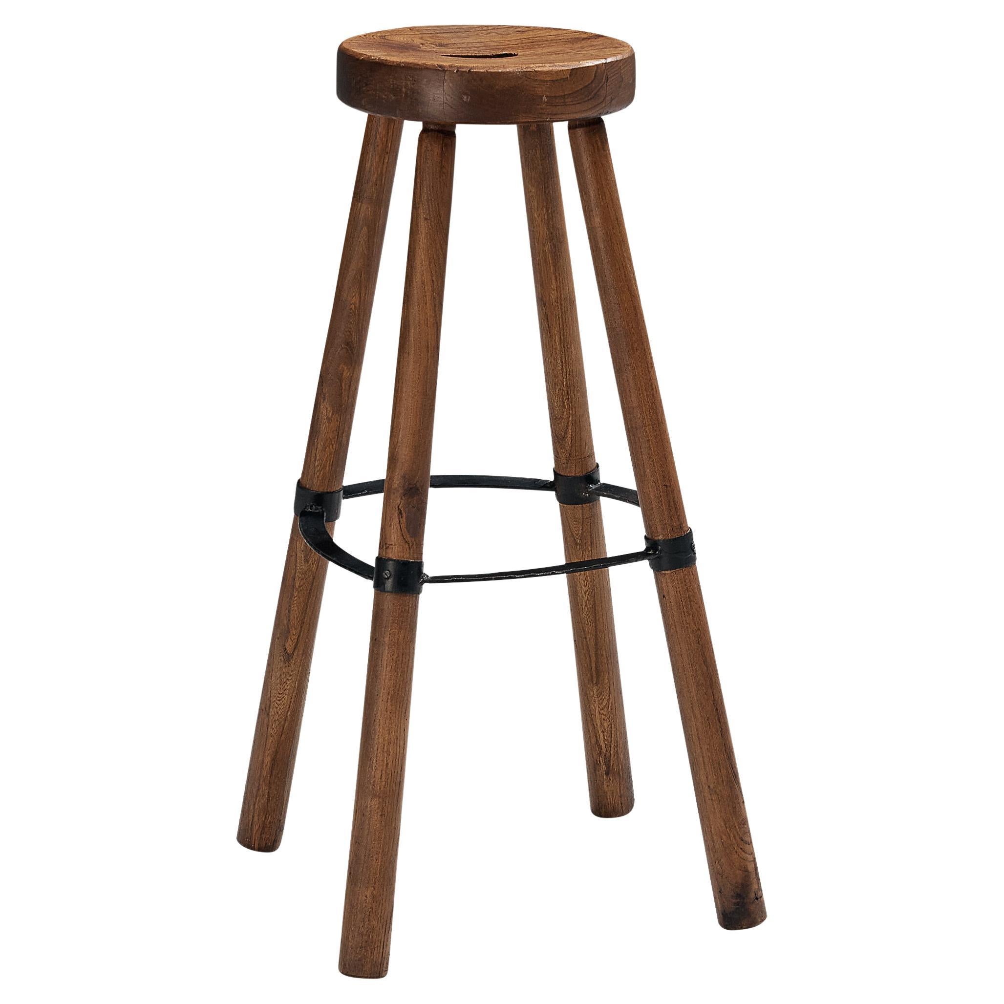 French Sturdy Barstool  For Sale