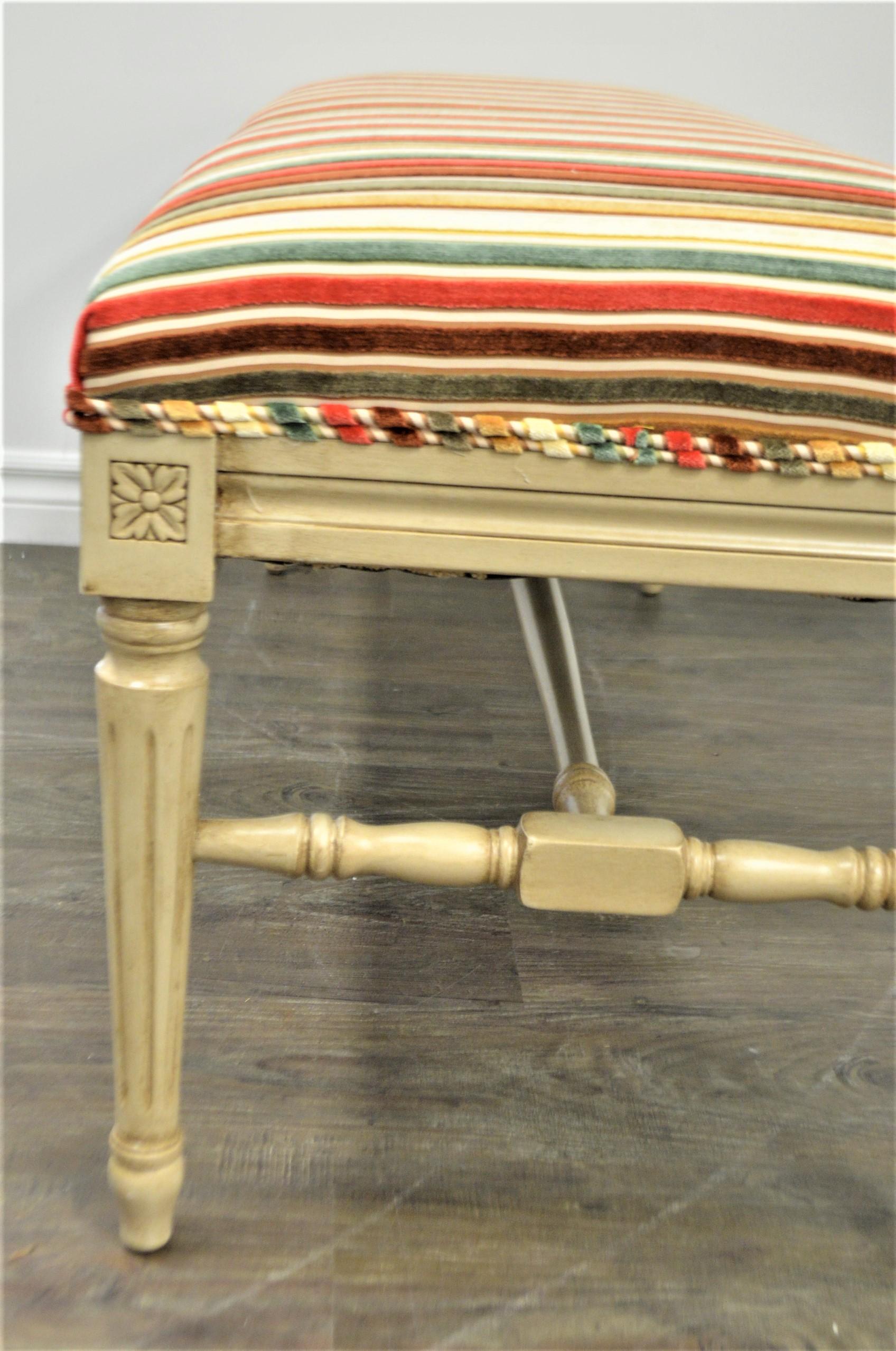 Italian French Style Wide Wooden Bench, Upholstered, Available for Custom Order For Sale