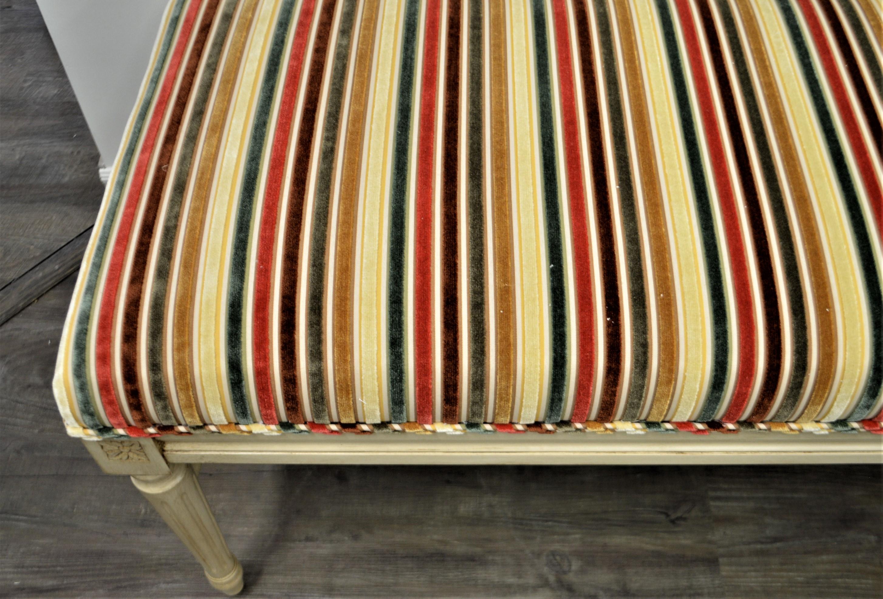 Contemporary French Style Wide Wooden Bench, Upholstered, Available for Custom Order For Sale