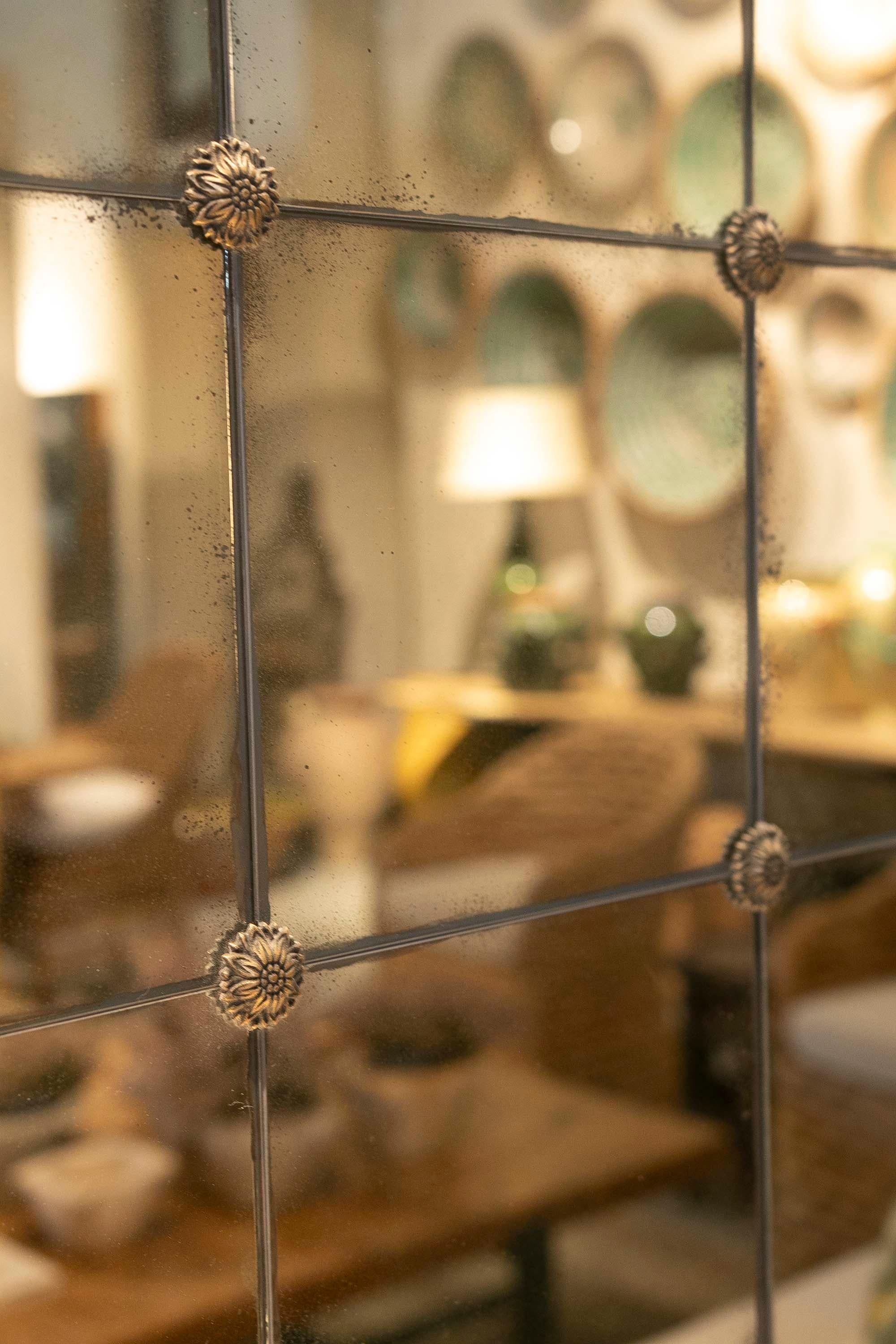 Miroir rectangulaire ancien de style français avec cadre en fer en vente 3